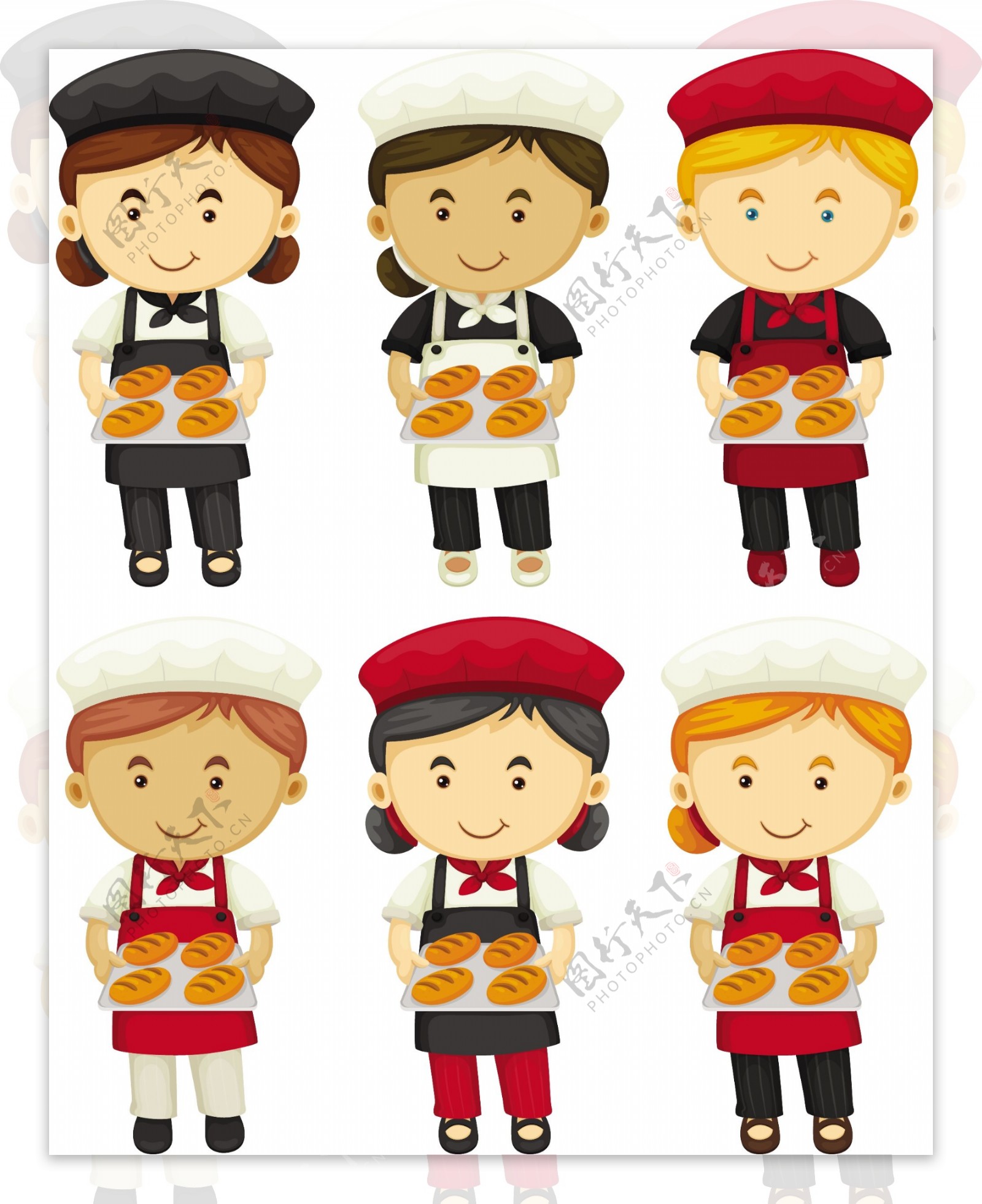男性和女性烘焙面包插图