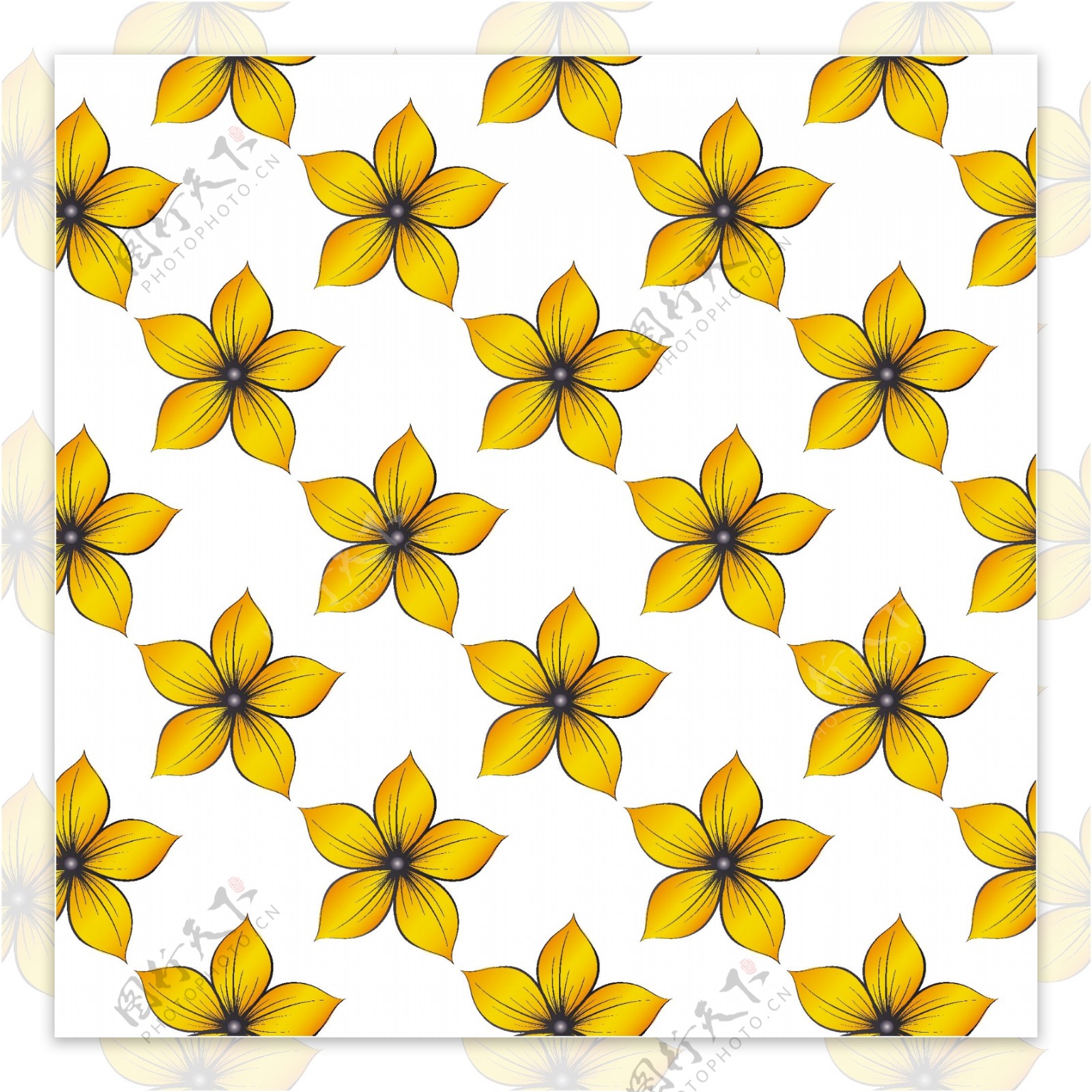 黄色花朵背景矢量图素材