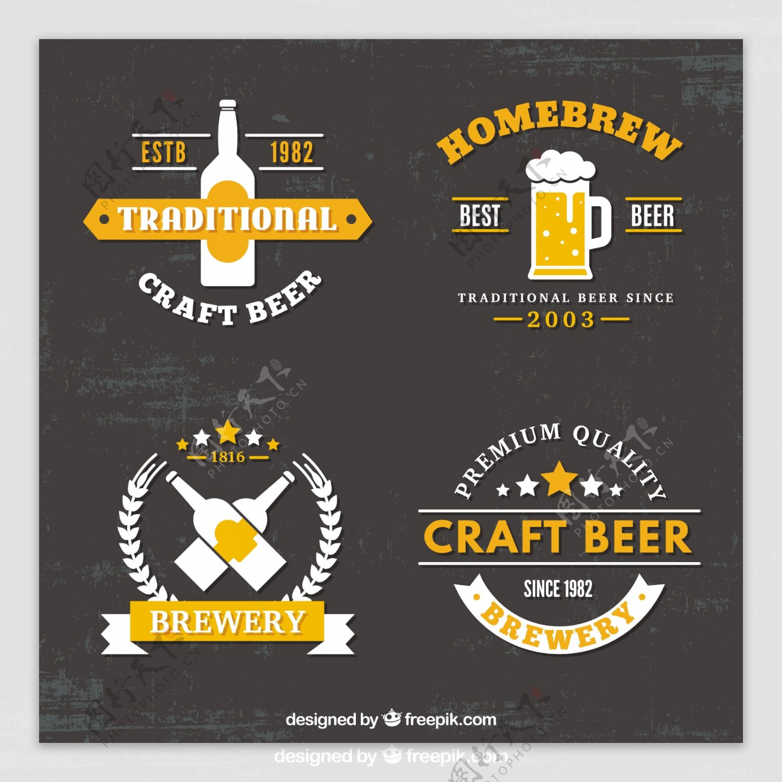 复古风格啤酒贴纸图标