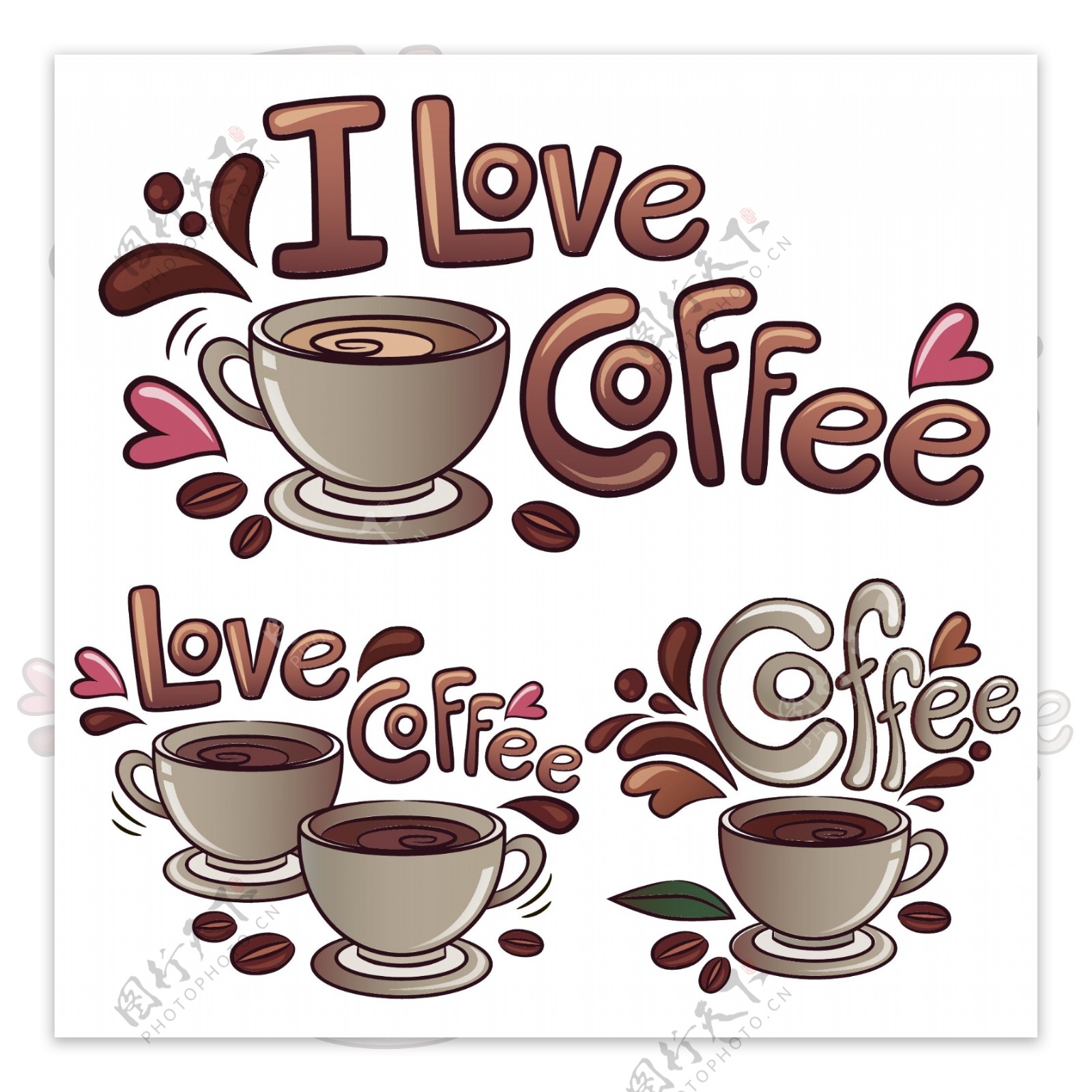我喜欢咖啡创意咖啡杯装饰图案背景