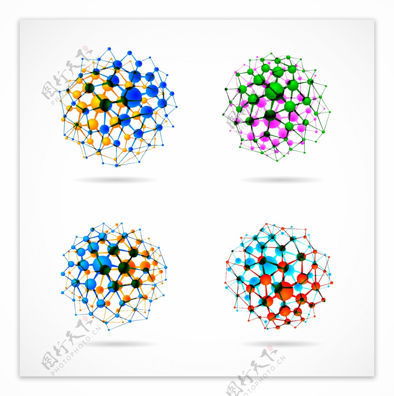 彩色立体分子结构图