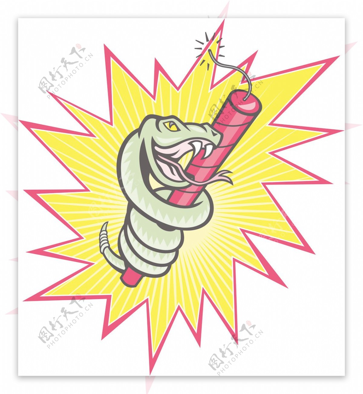 响尾蛇卷炸药的卡通