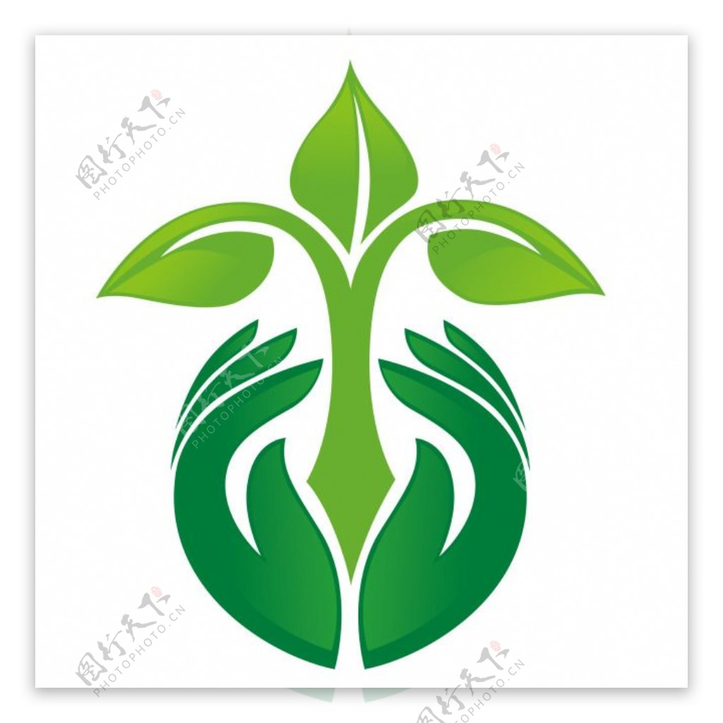 绿色环保手托树装饰图案图标设计元素素材