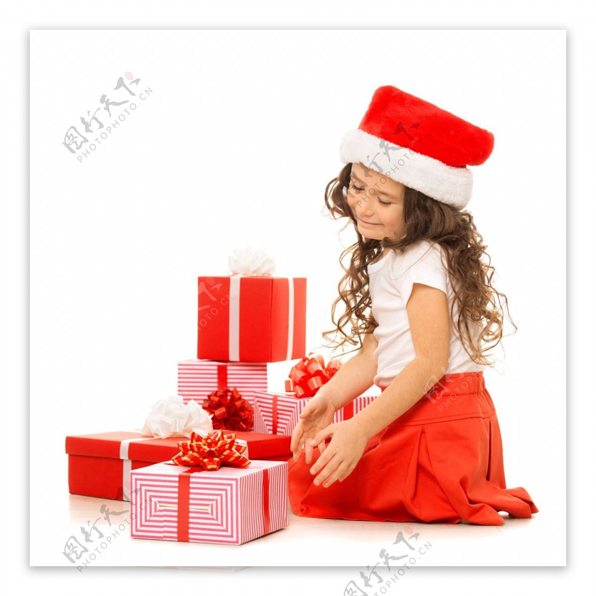 圣诞小女孩与礼盒图片