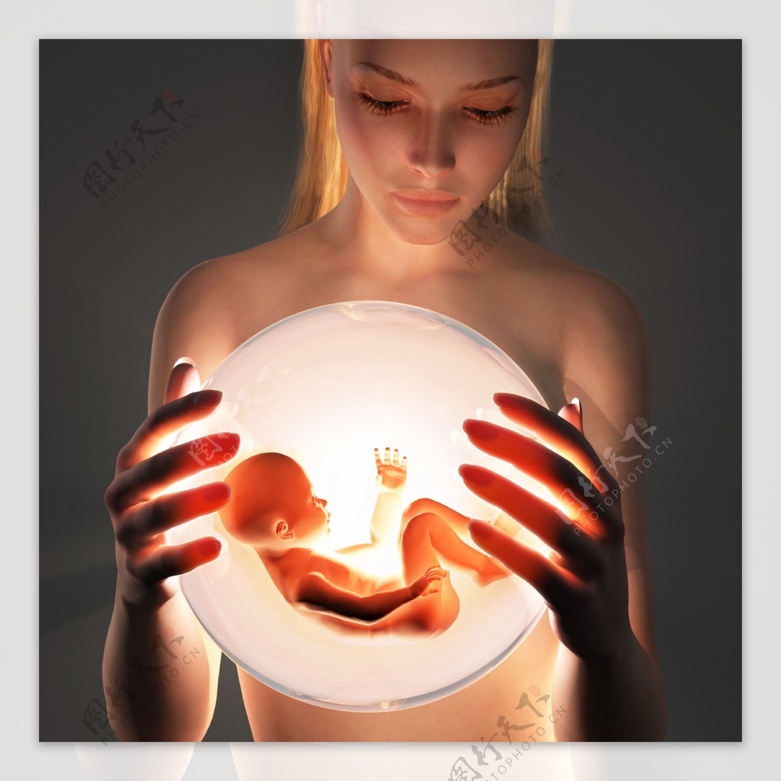 美女与胎儿图片