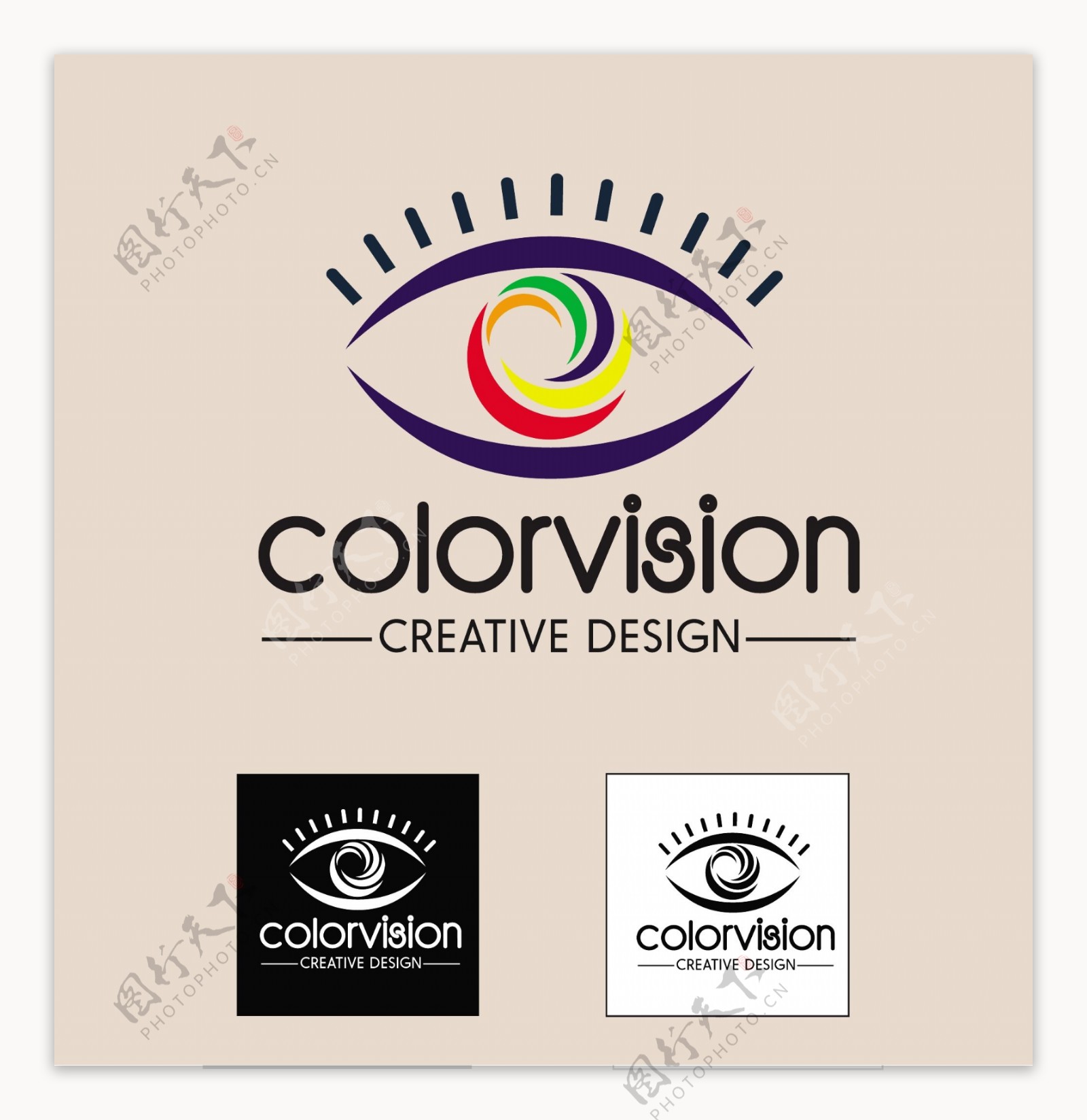 颜色视觉设计理念说明抽象的眼睛自由向量
