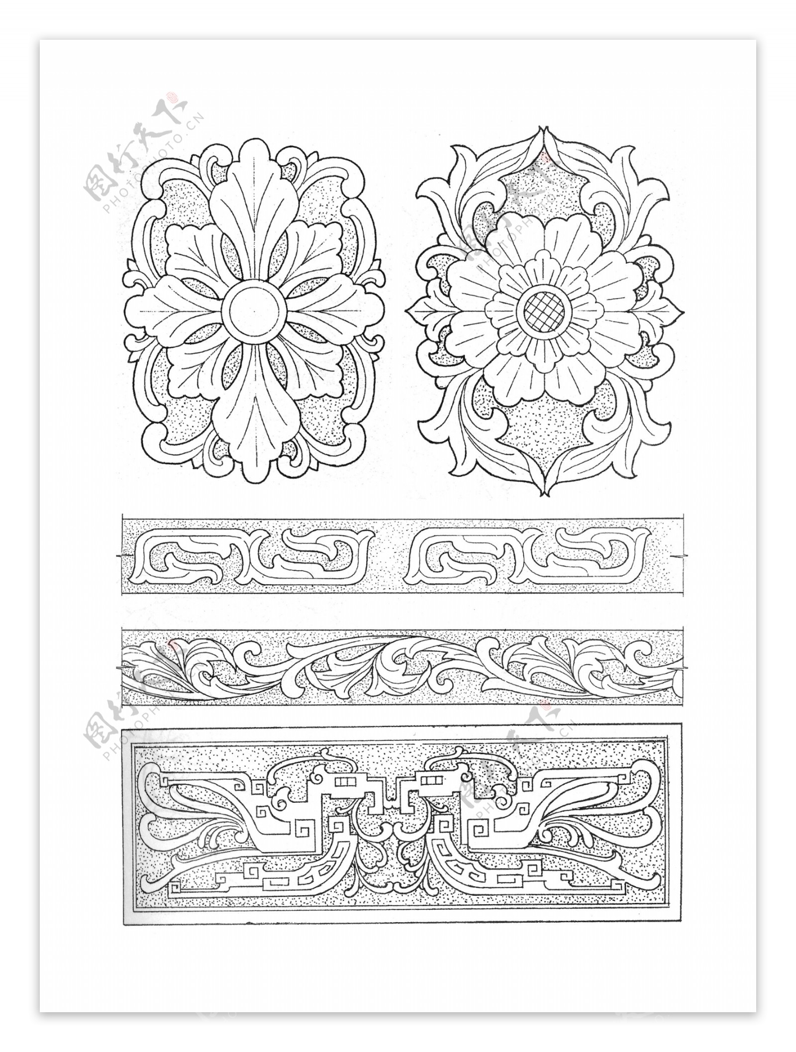 木雕家具建筑线稿图片素材119