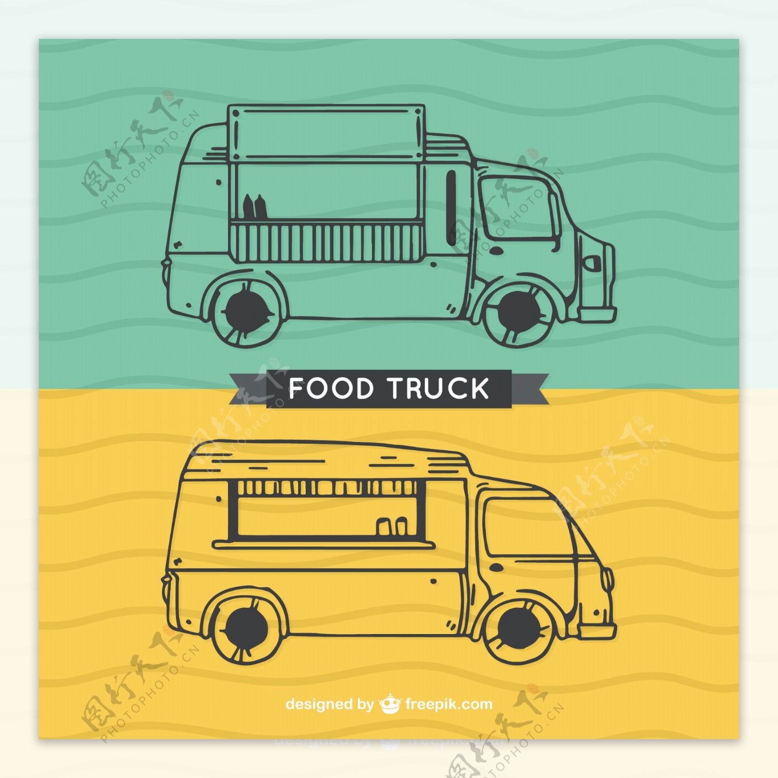 概述了食品的卡车