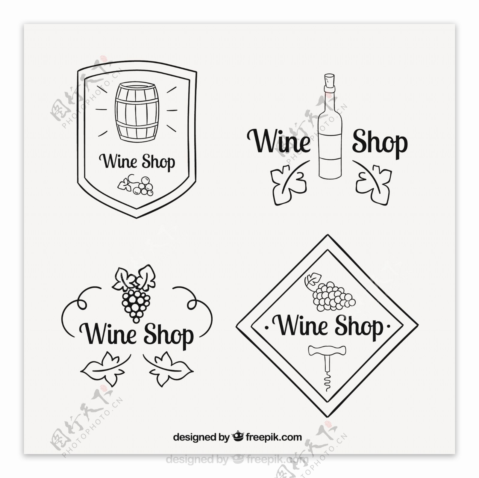 葡萄酒标志集