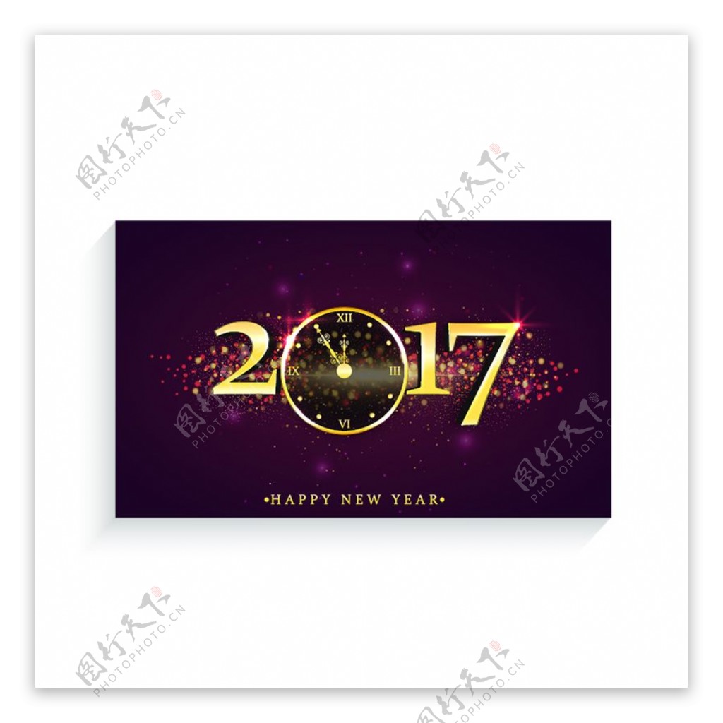 金元素的背景虚化的新年贺卡