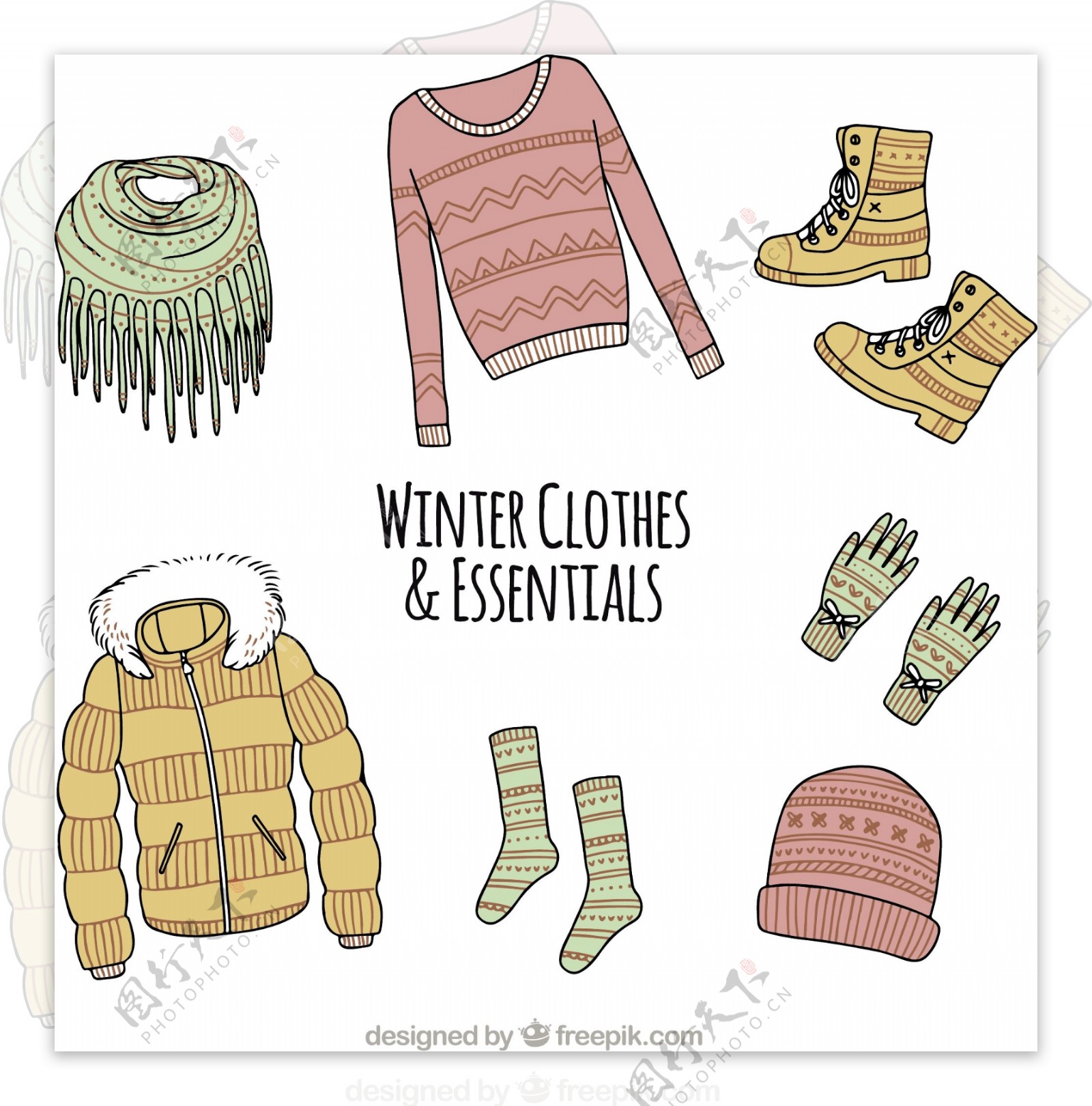 冬季服装和手工配件的收集