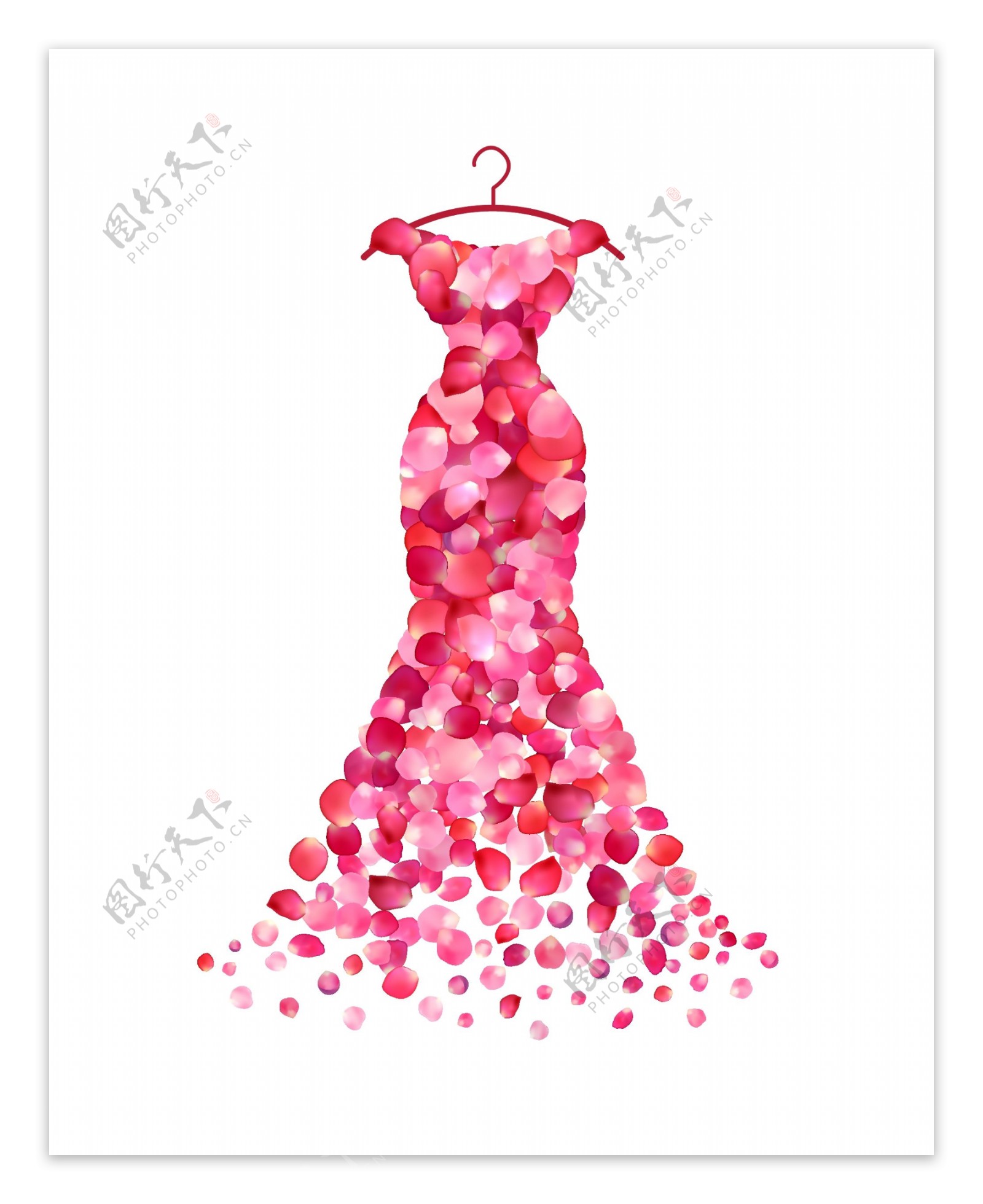 玫瑰花瓣组合连衣裙海报唯美设计素材