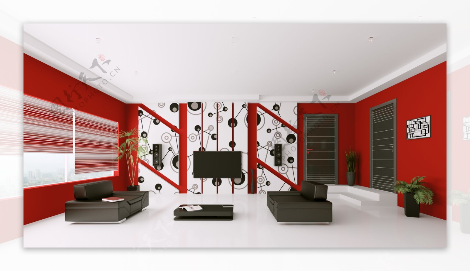 红色时尚室内设计图片