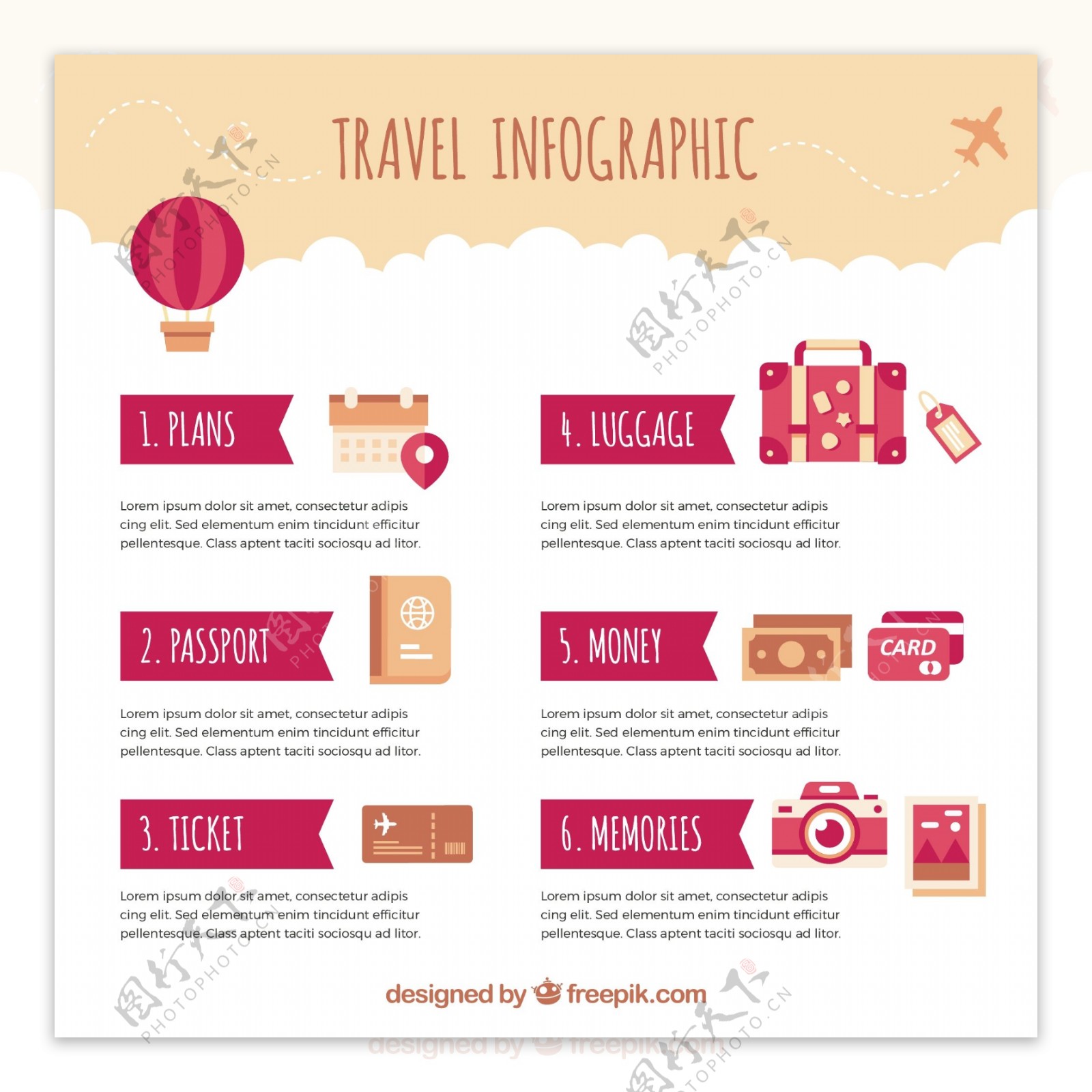 旅游要素的信息图表模板