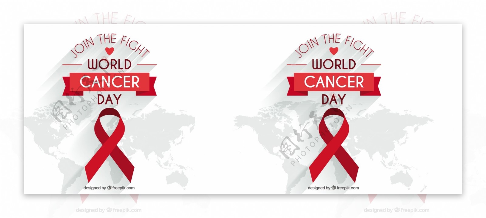 世界癌症日红丝带背景与地图