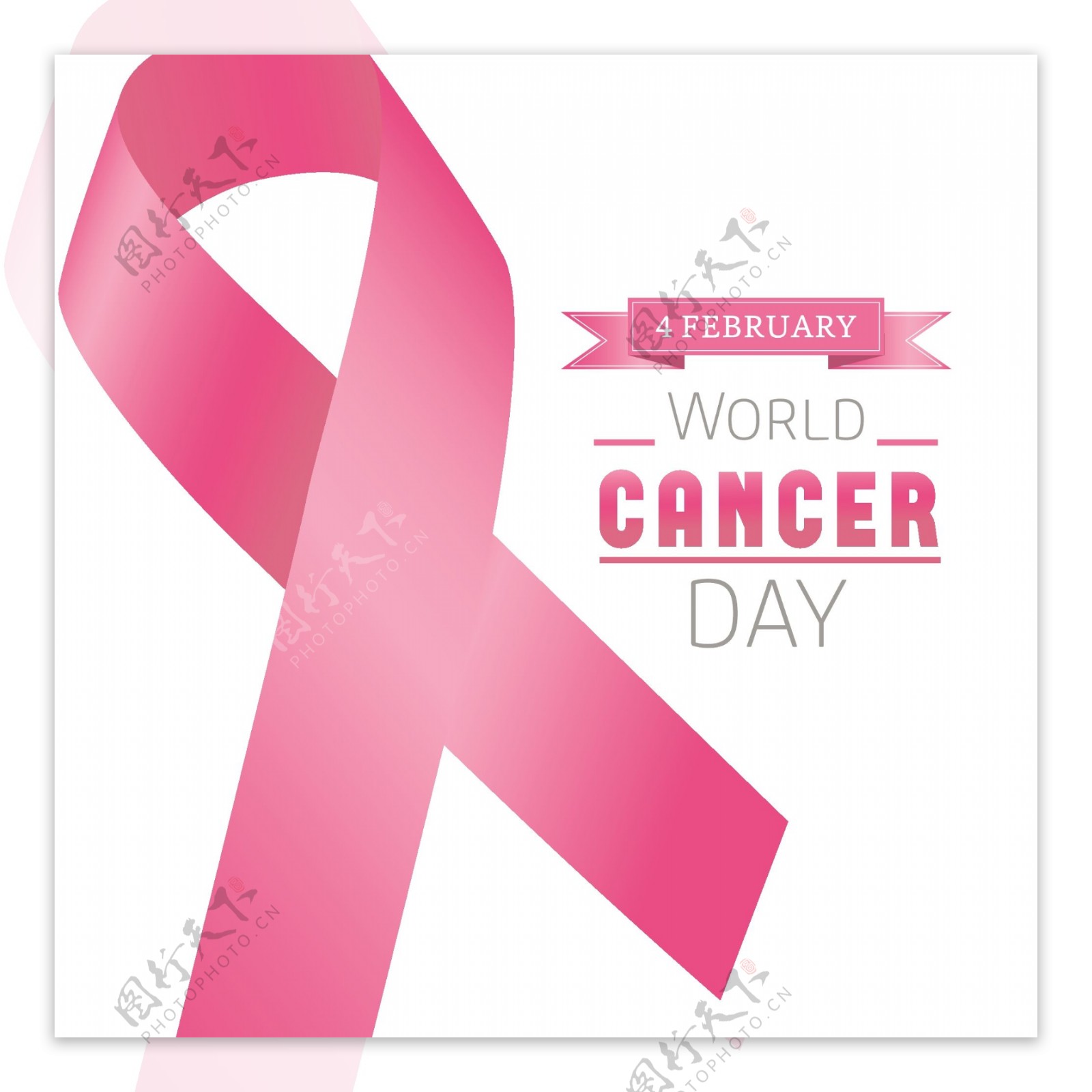 世界癌症日粉红和白色背景