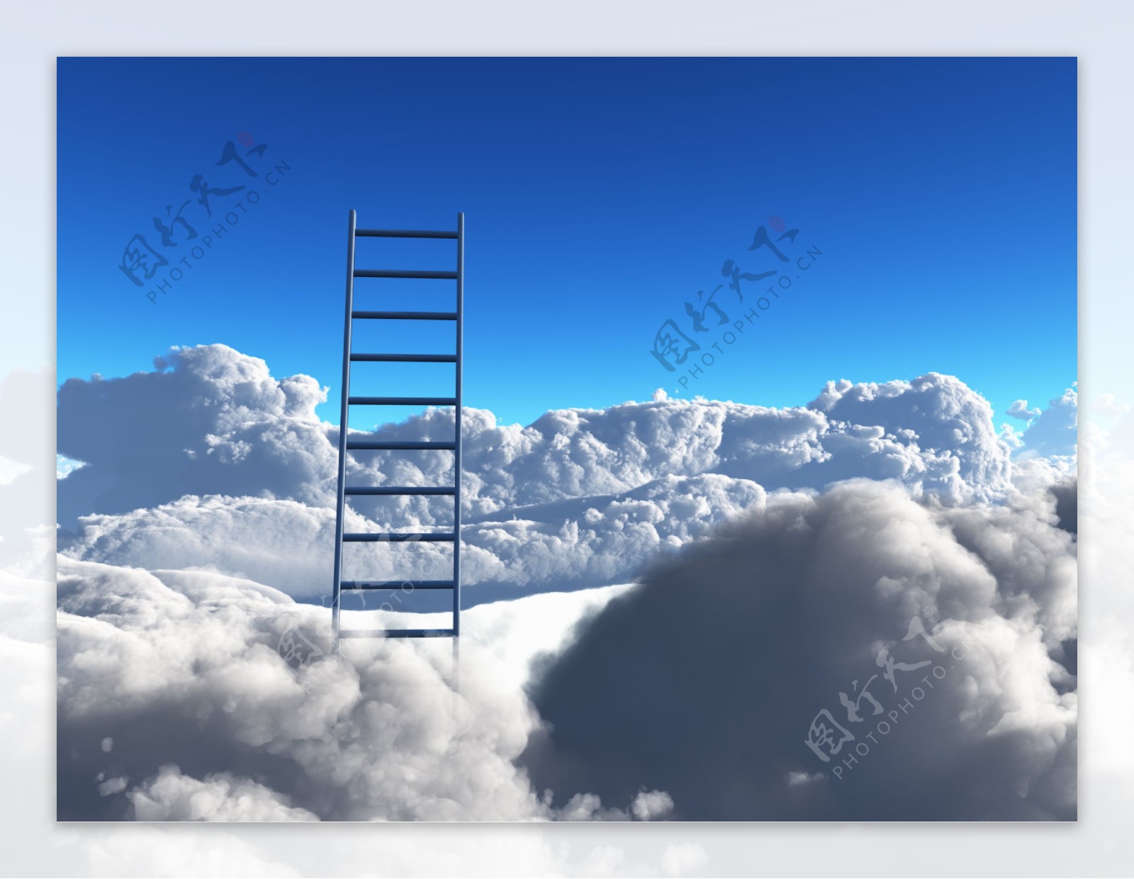 云层上的梯子图片