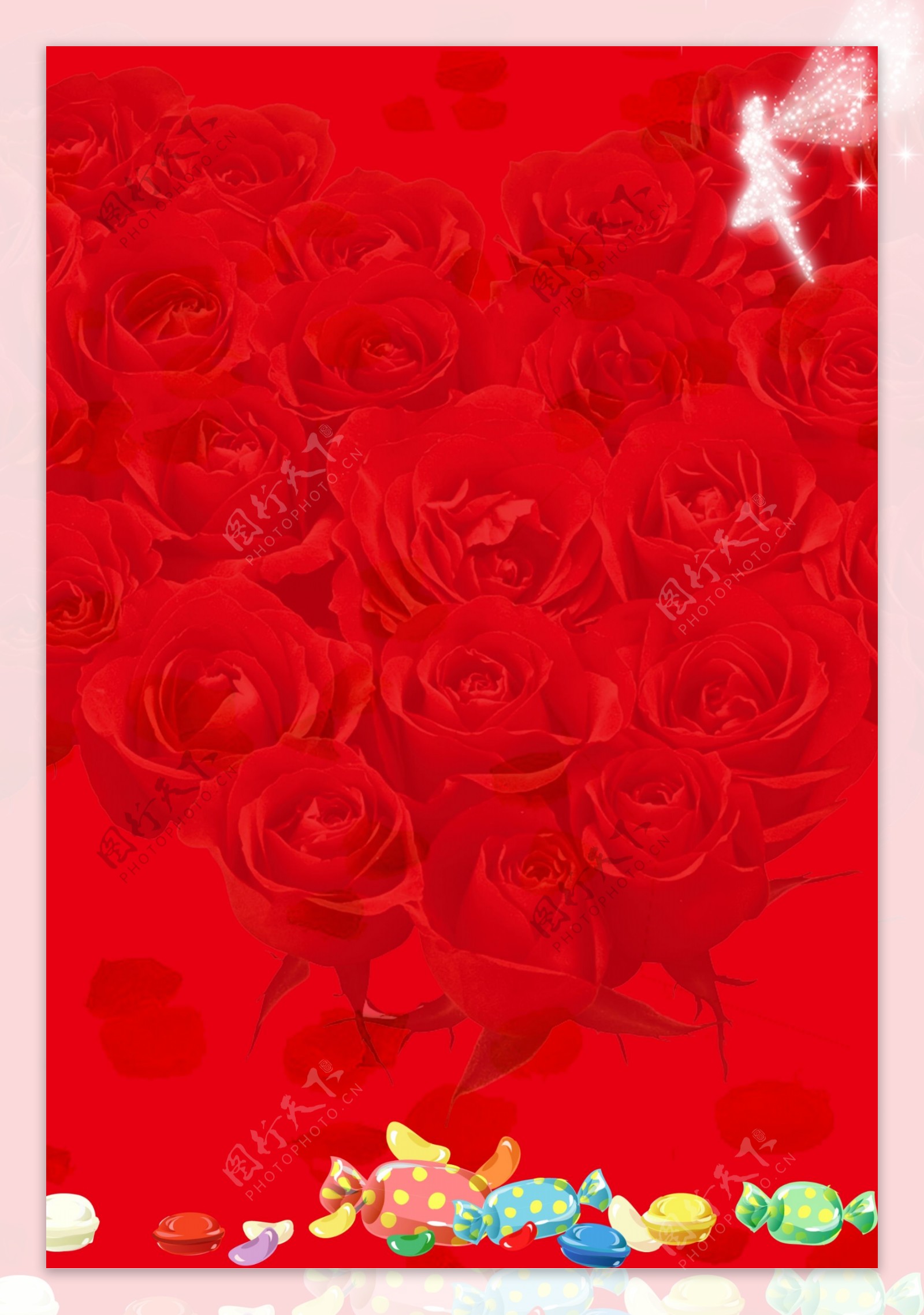 红色玫瑰唯美浪漫背景PSD素材
