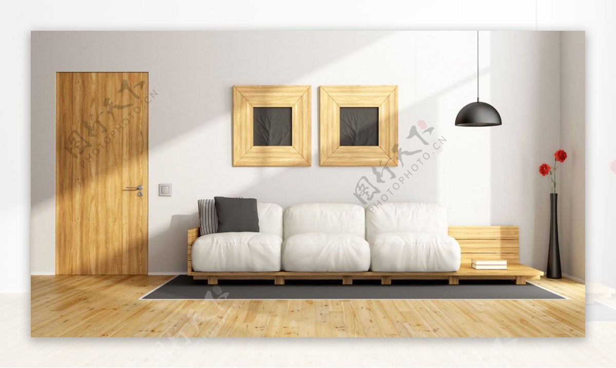 木沙发壁画效果图图片