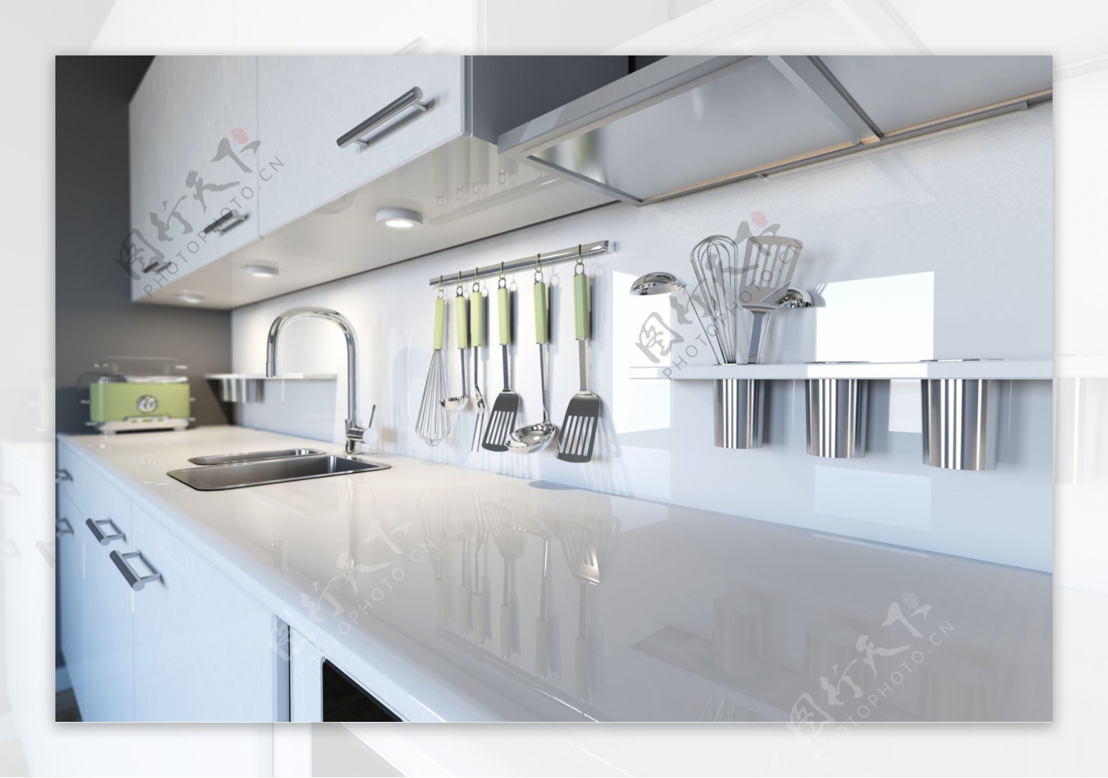 白色简洁厨房效果图图片