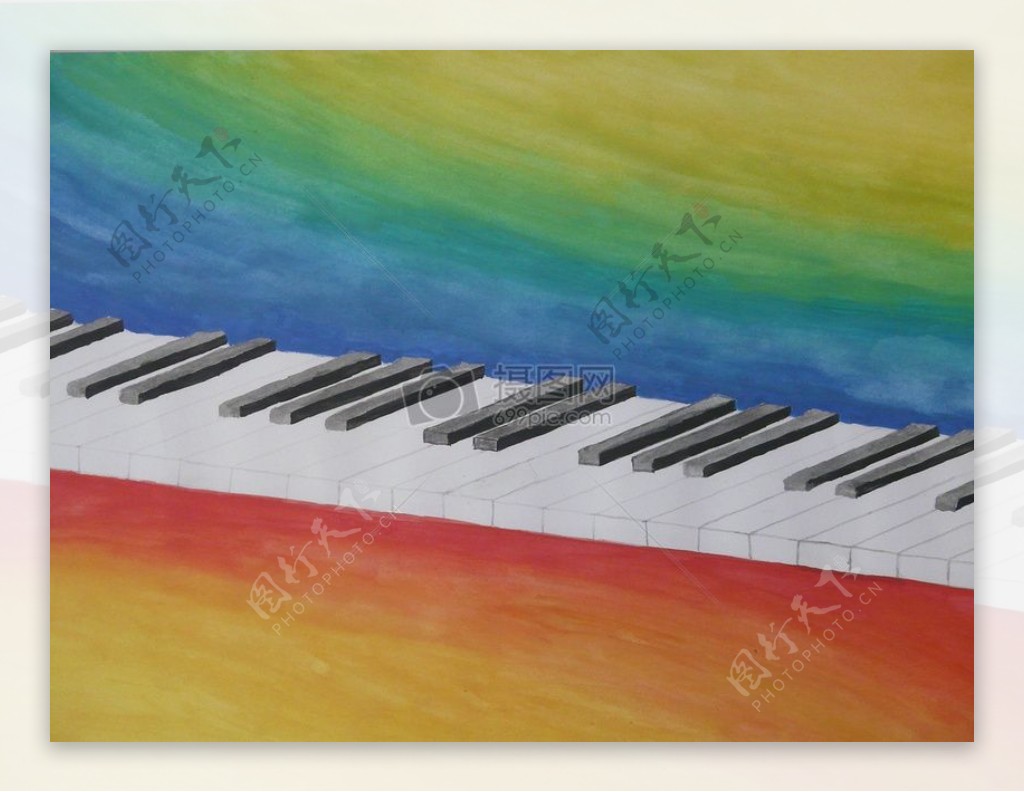 彩虹下的黑白键盘