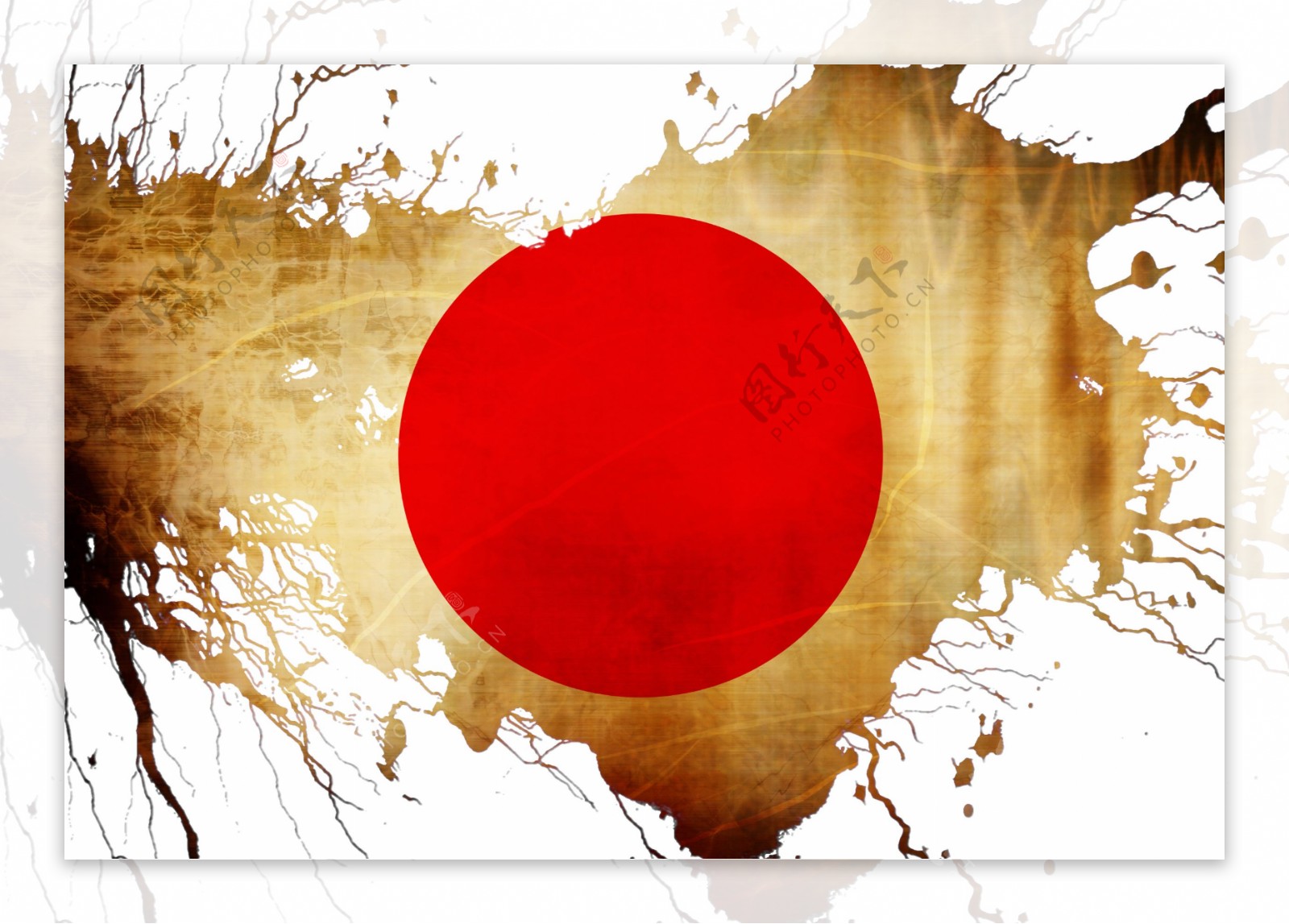 日本国旗墨迹喷溅图片
