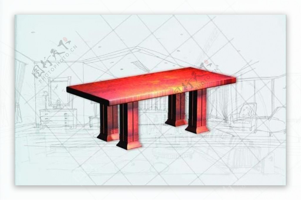 国际主义家具桌子0253D模型