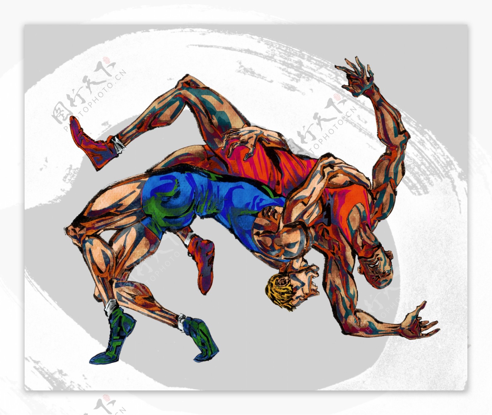 运动健身绘画人物分层素材PSD010
