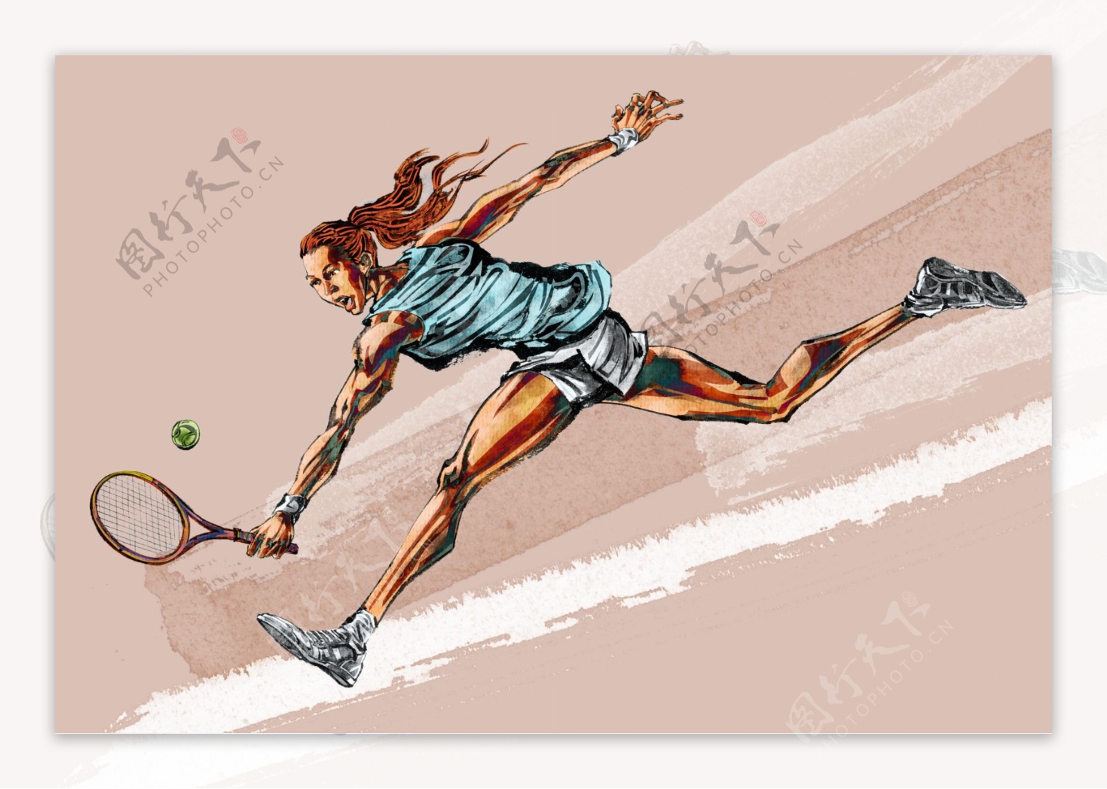 运动健身绘画人物分层素材PSD101
