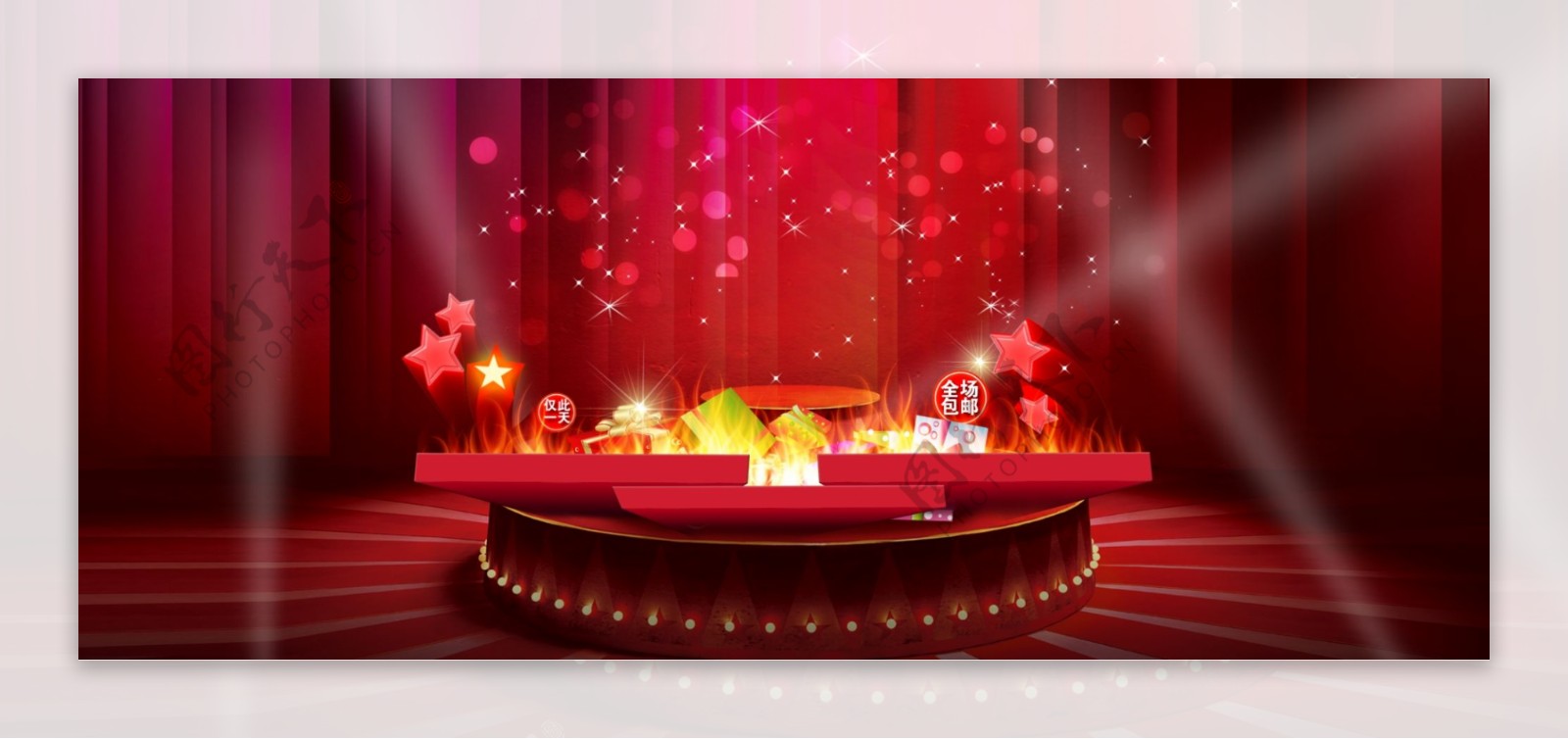 红色舞台浪漫背景图片
