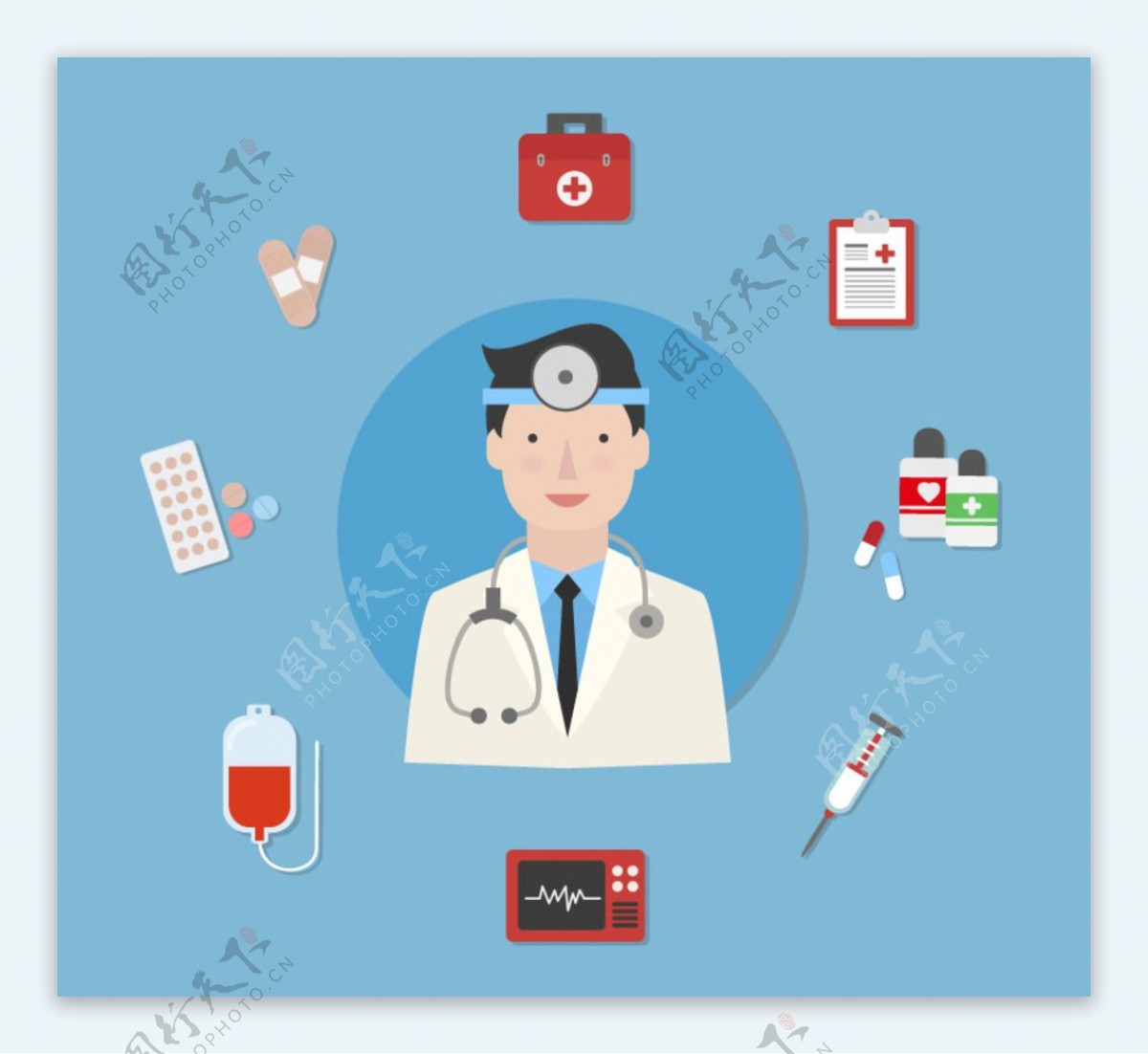 医生与医疗用品图标