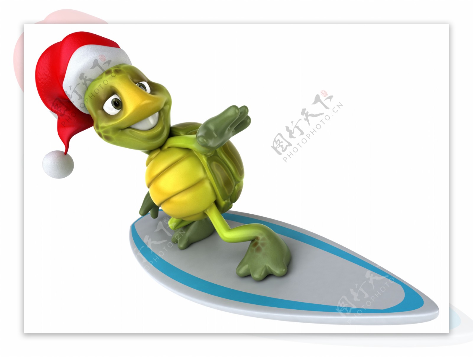 圣诞乌龟与滑板图片