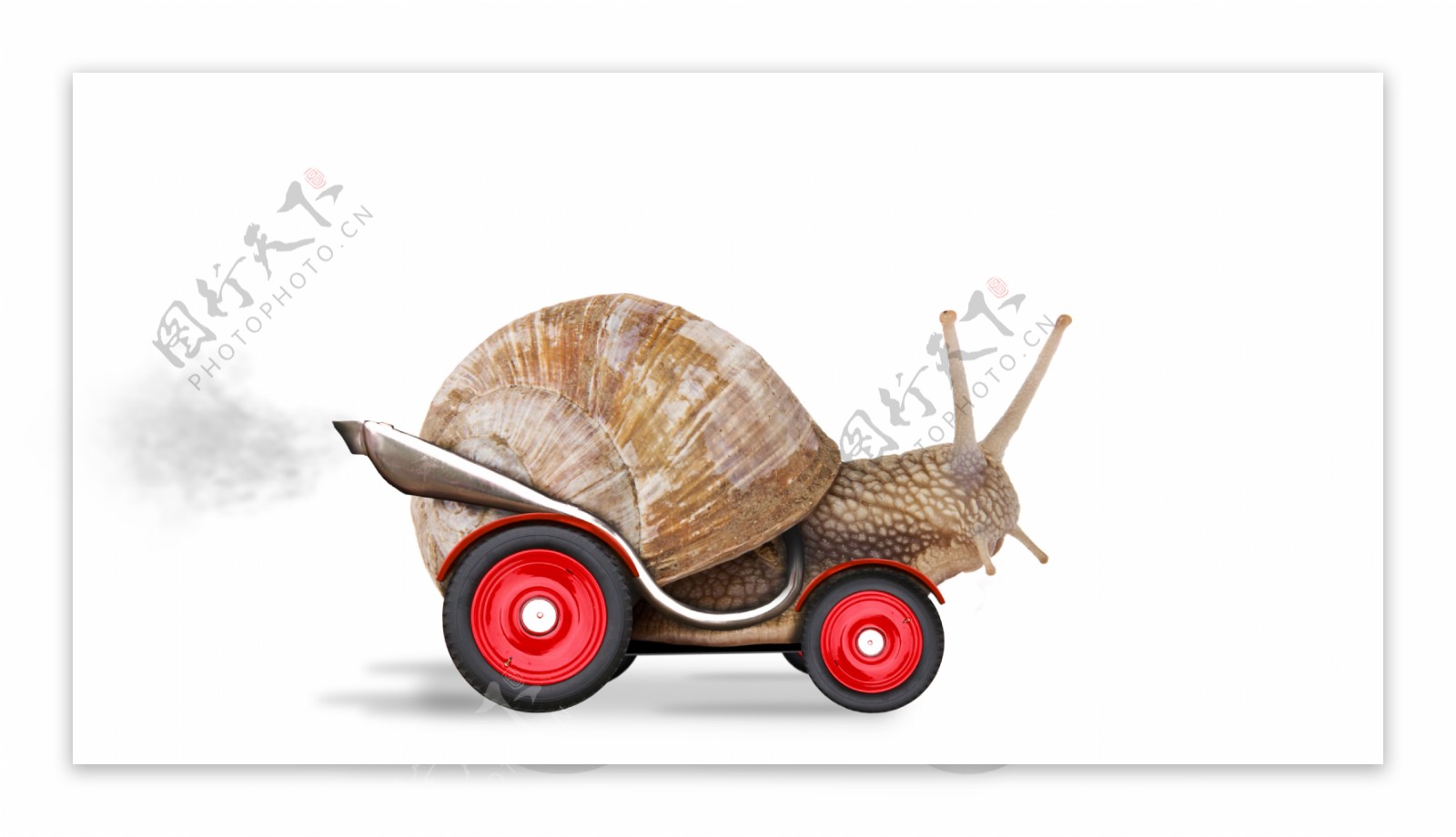 带轮子和发动机的蜗牛图片
