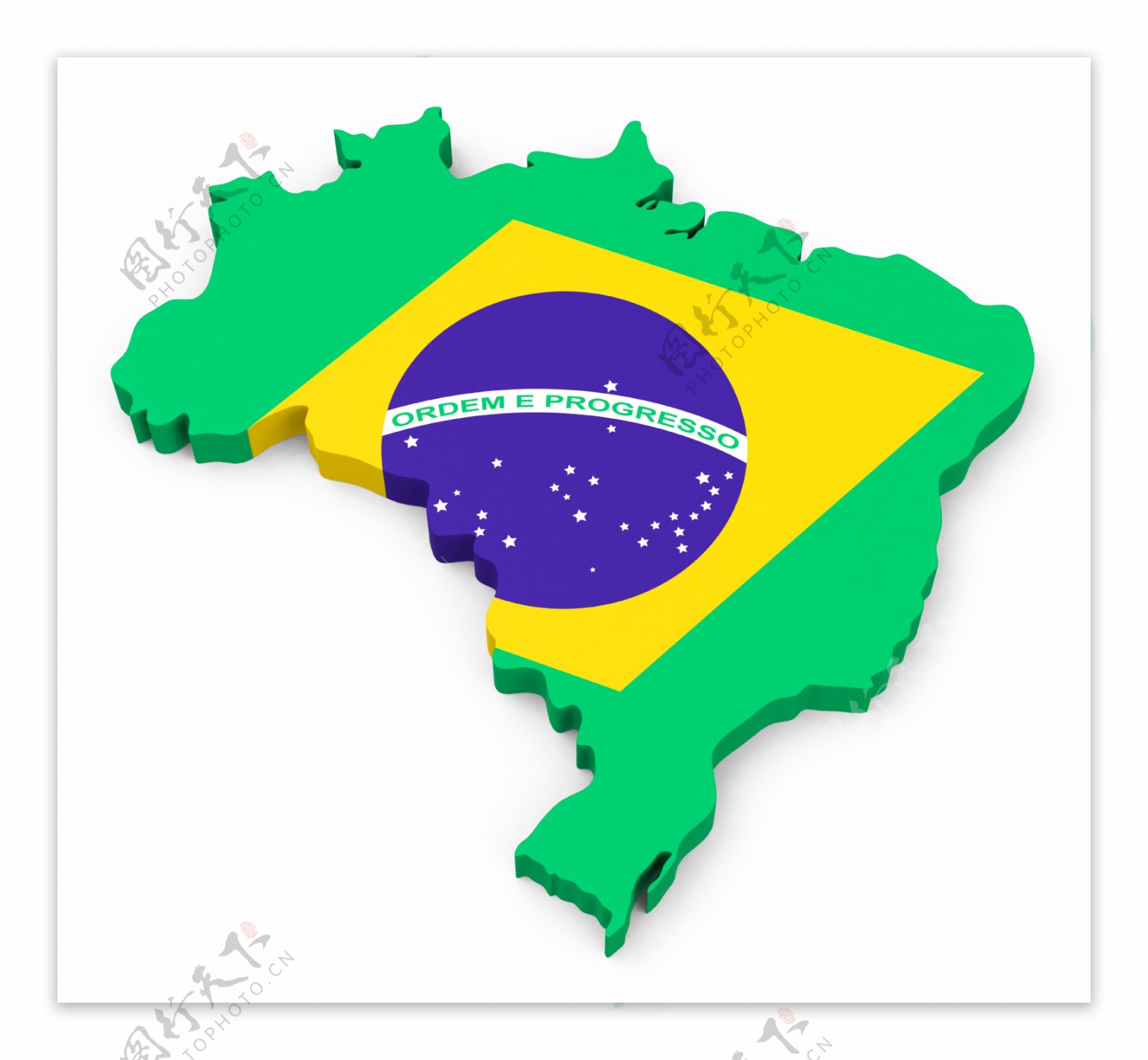 巴西地图板块和国旗图片