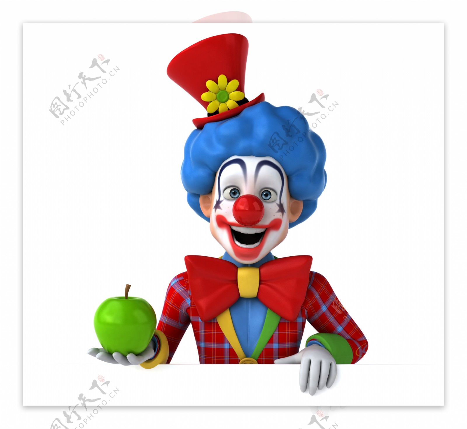 拿着苹果的小丑图片