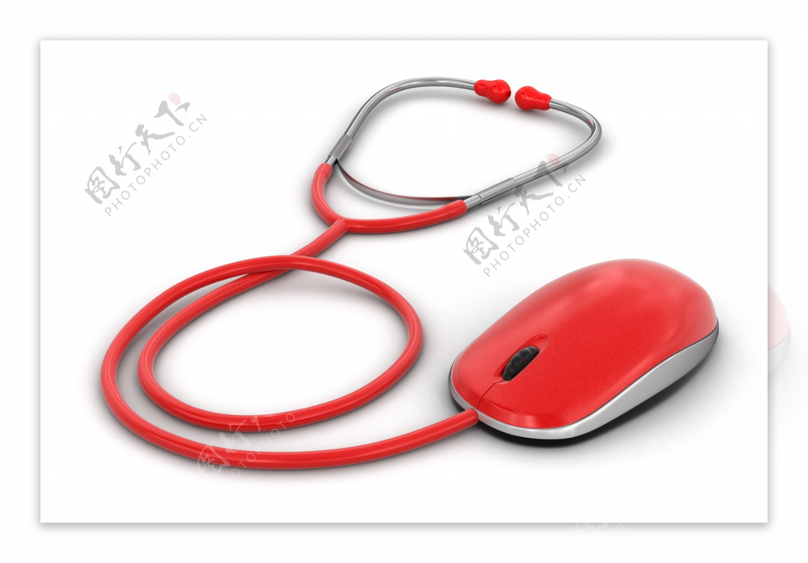 红色听诊器鼠标图片