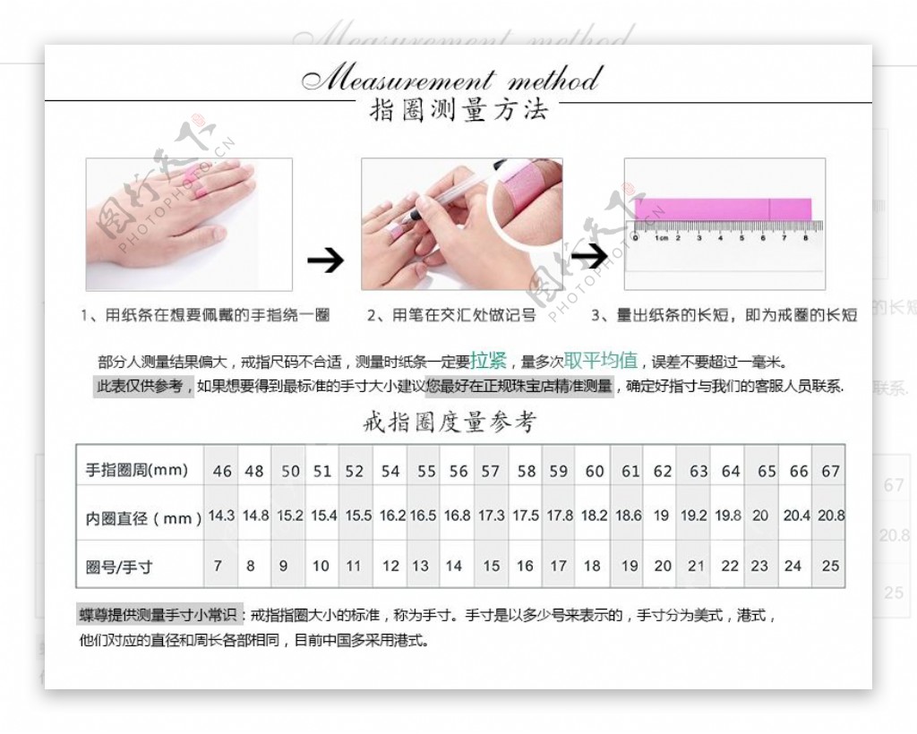 淘宝戒指测量方法