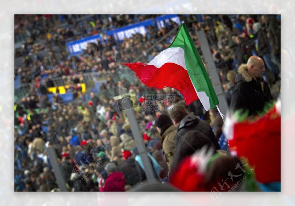 意大利球迷人群体育场论坛国旗三色罗马奥运