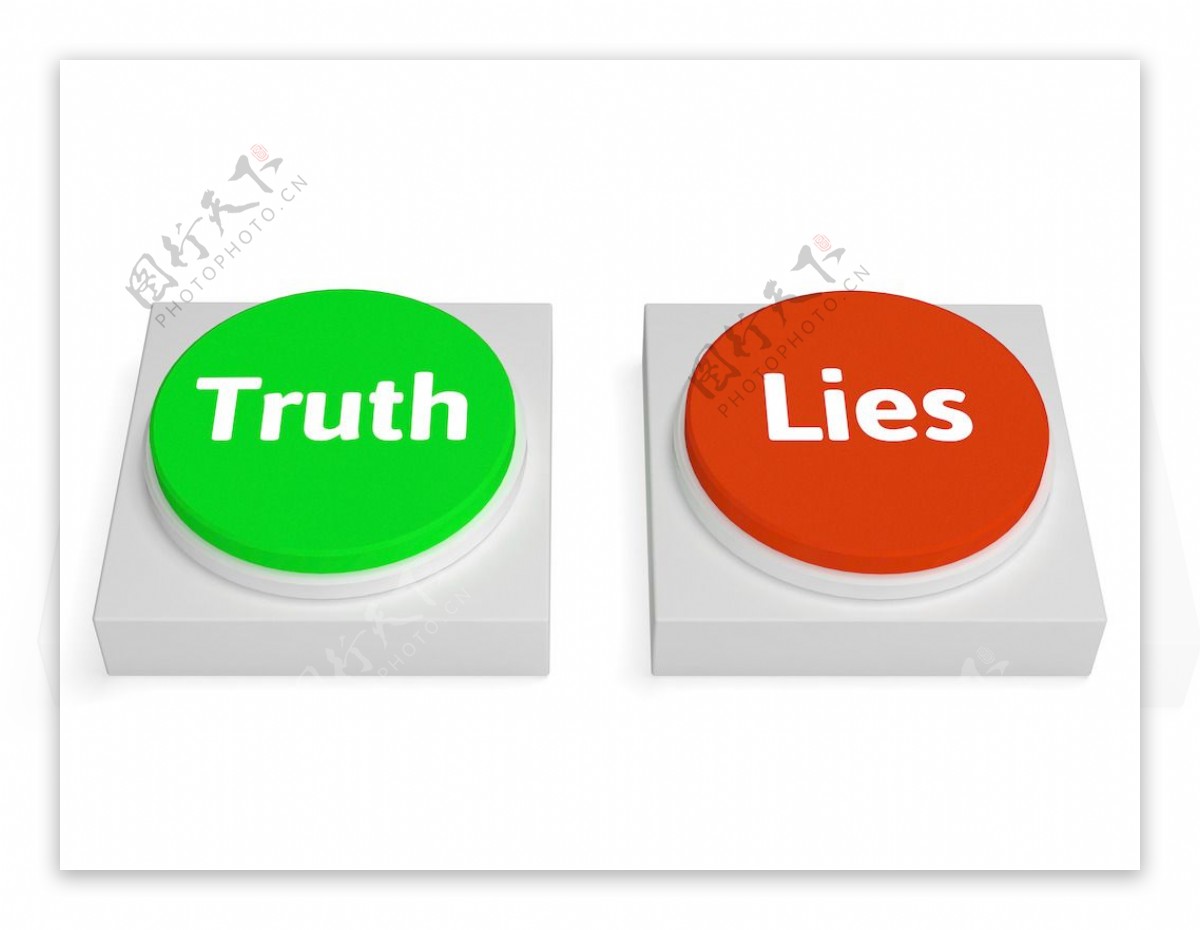 真相按钮显示真正的或骗子