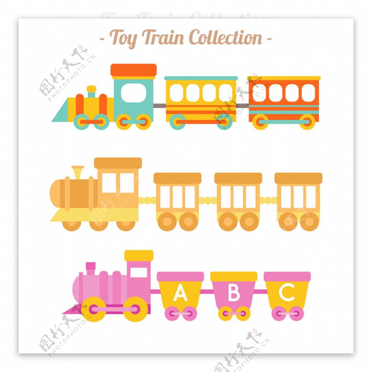 可爱的玩具火车矢量素材