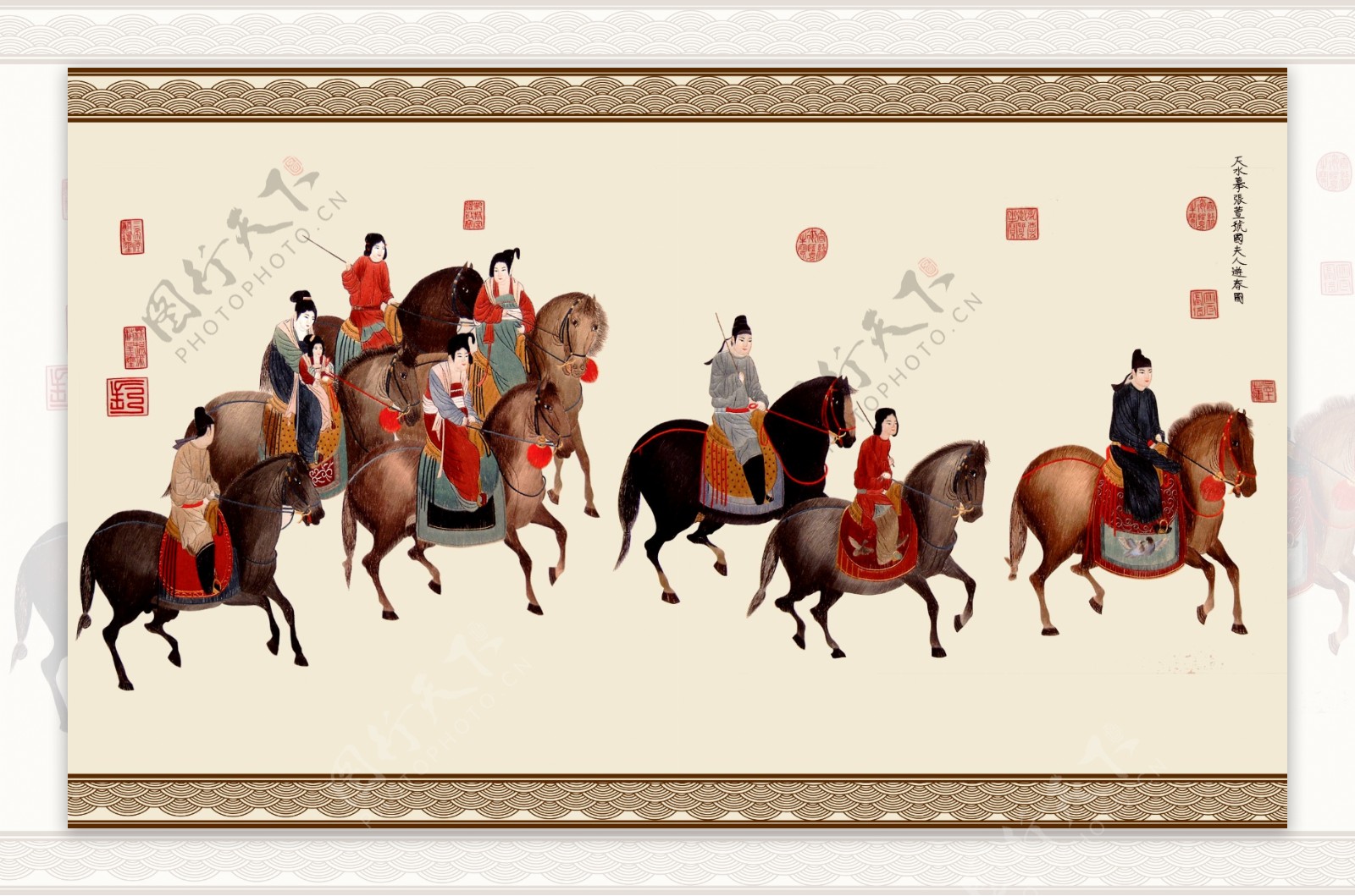 古代人物骑马装饰画