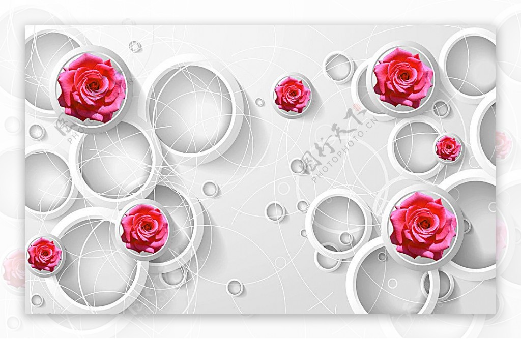 玫瑰立体3D背景墙图片