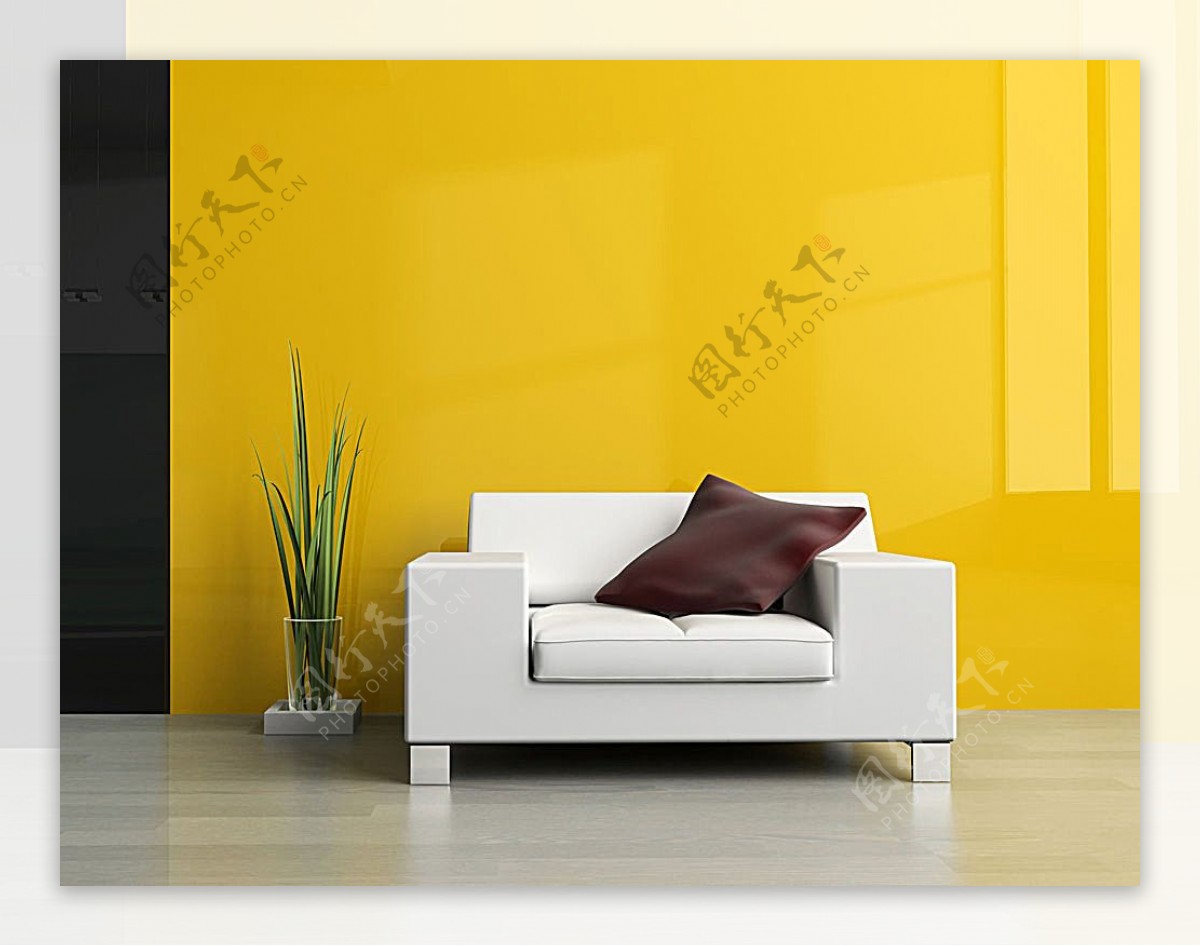 黄色沙发背景墙