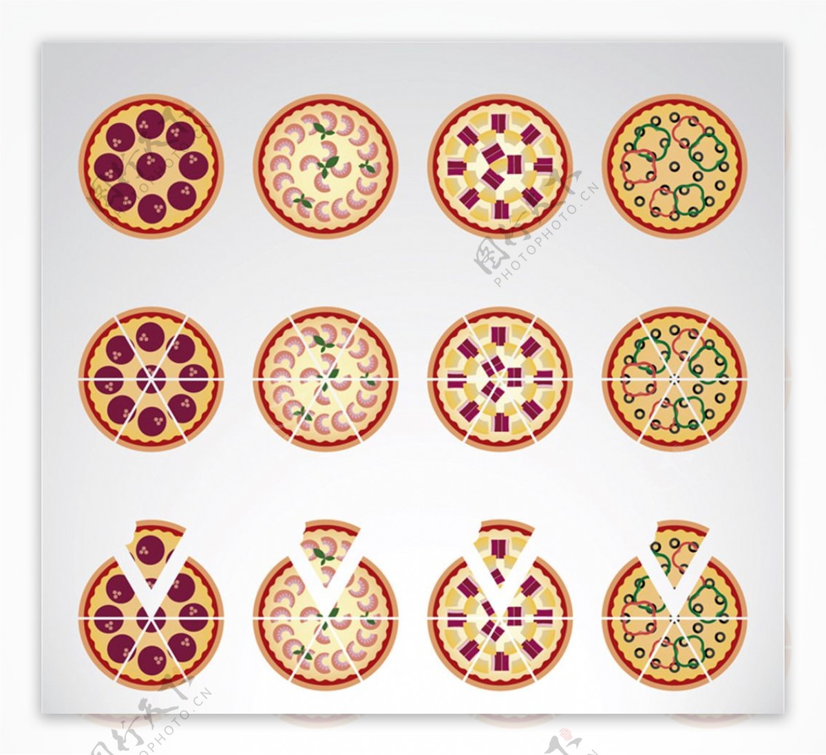彩色披萨矢量素材