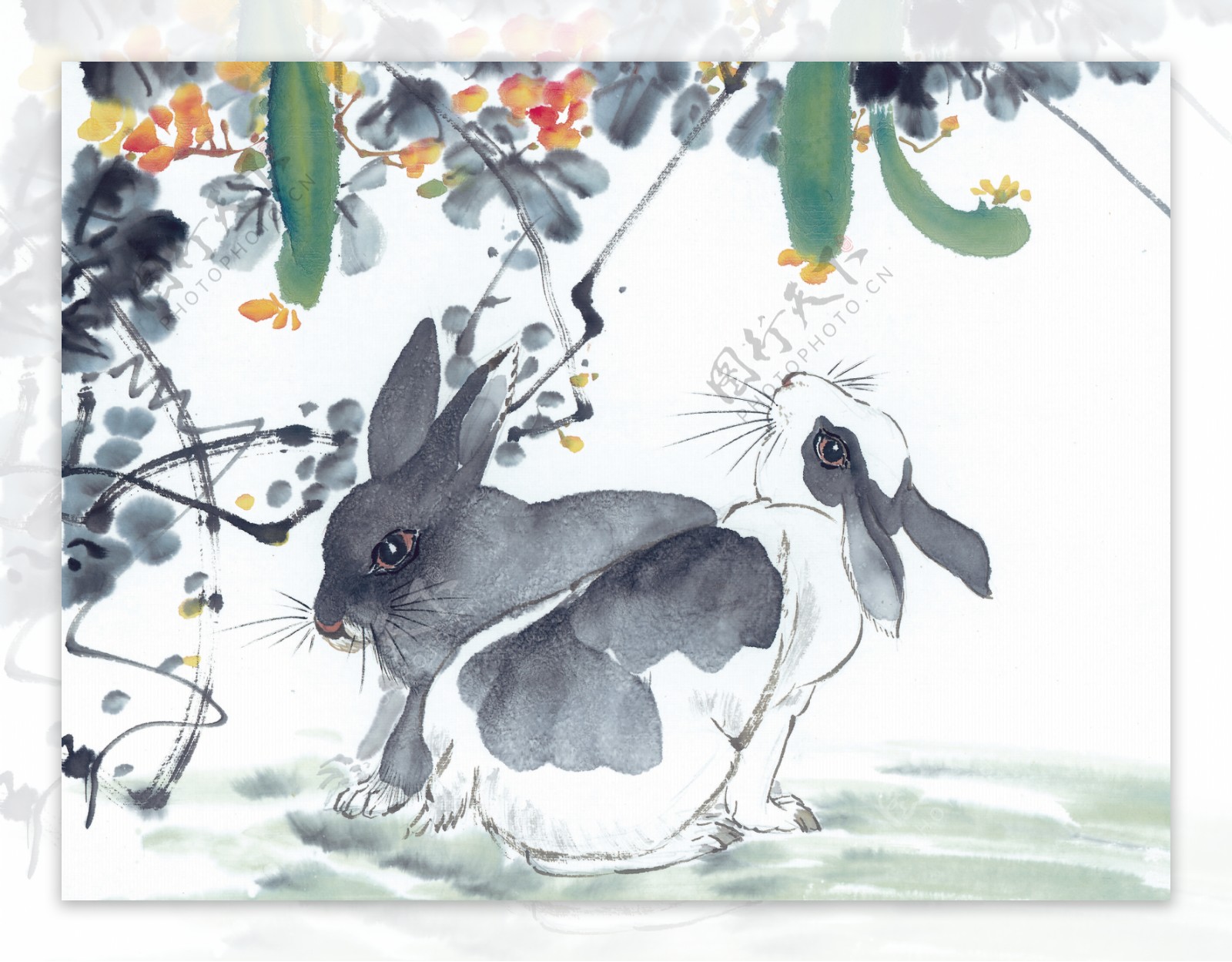 兔子十二生肖中国画0025