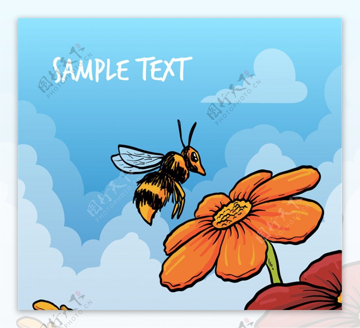 卡通采蜜的蜜蜂矢量素材