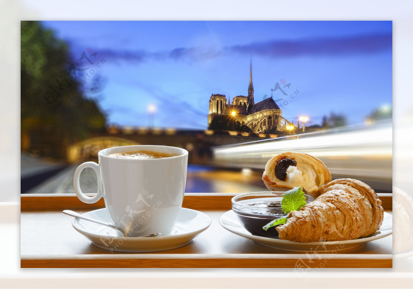 外国著名风景与咖啡面包图片