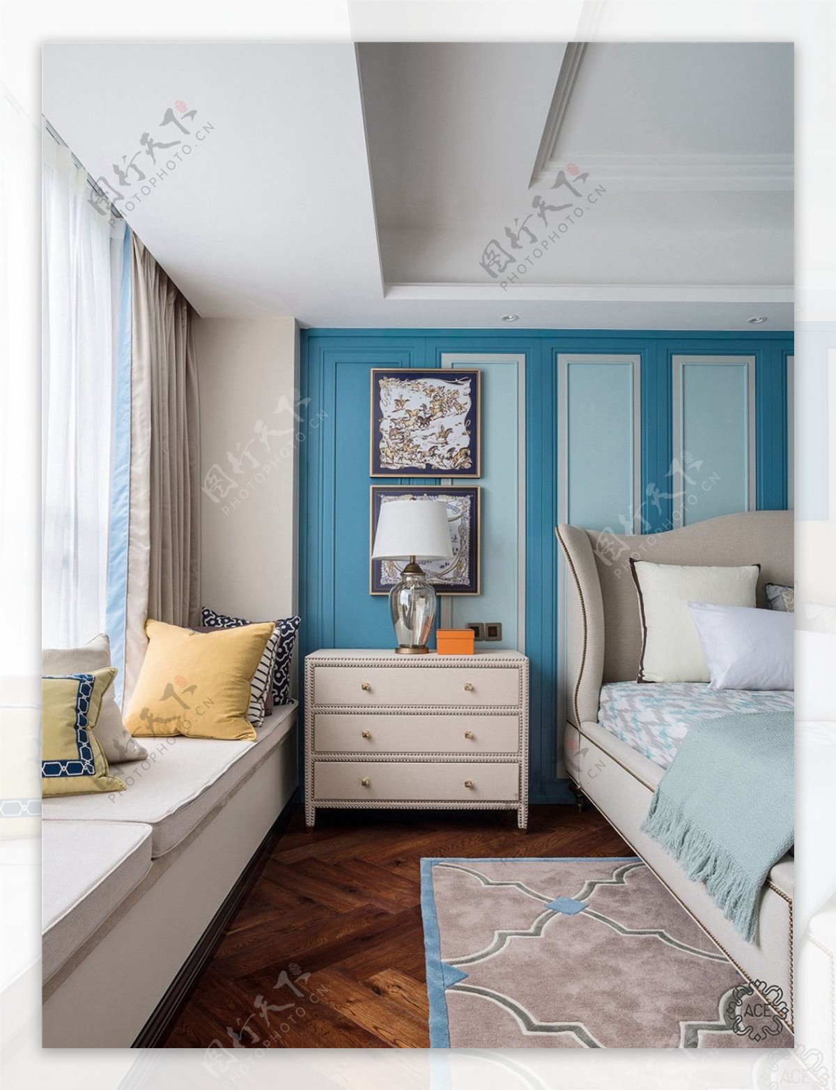 现代美式别墅卧室装修平面图