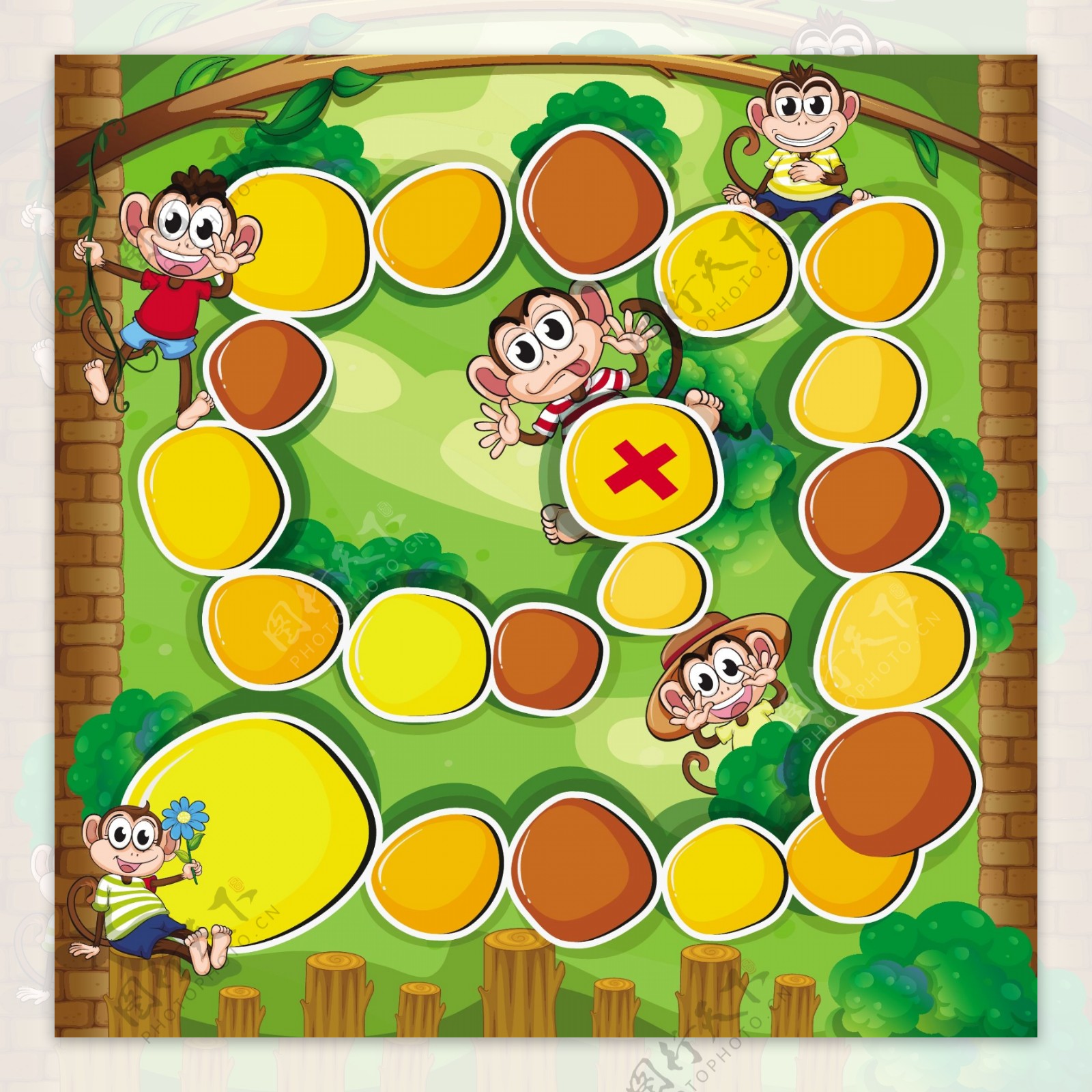 猴子森林插图游戏模板
