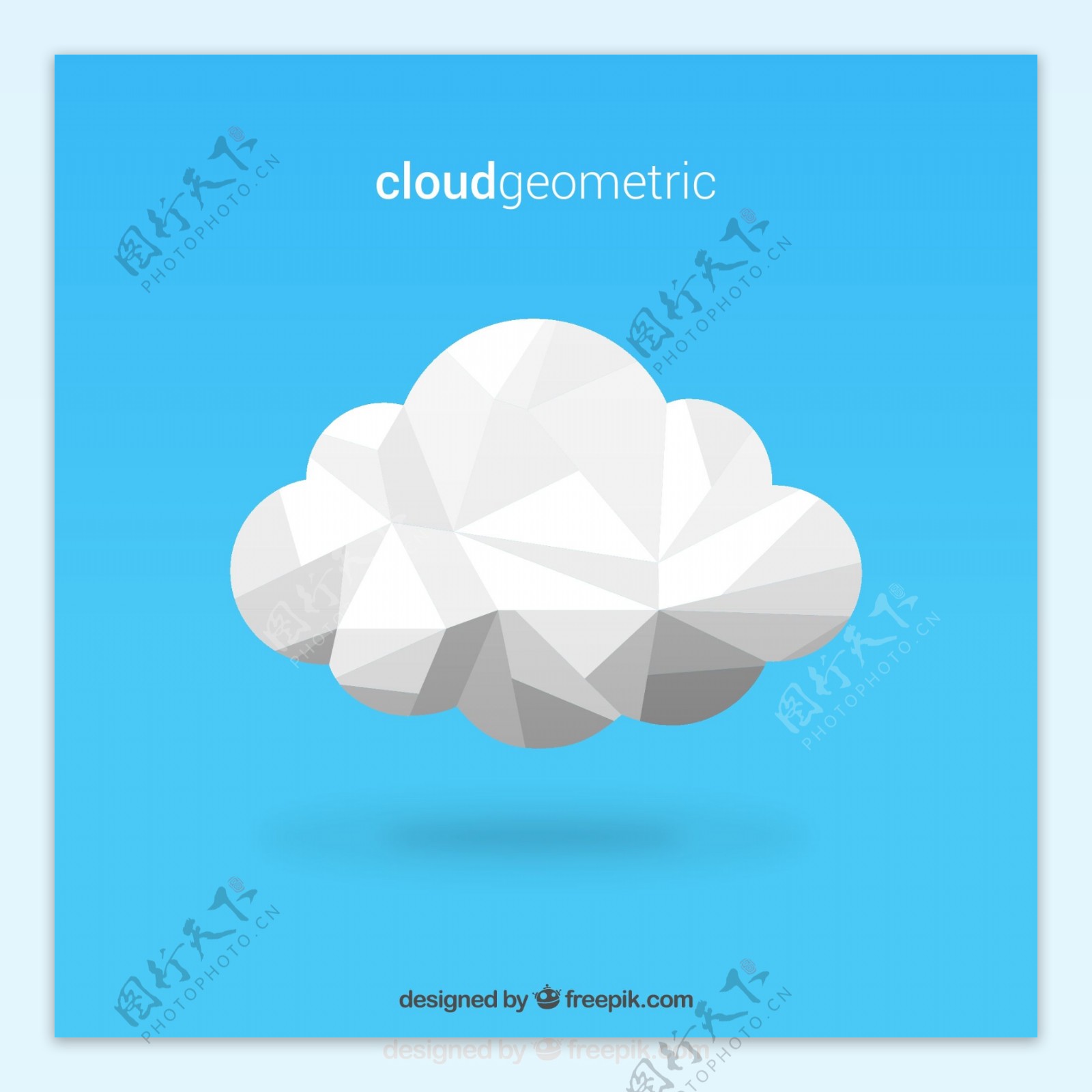 几何形白色云朵矢量素材图片